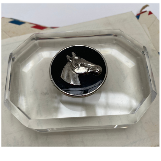 Equestrian Paperweight Silver Horse Head