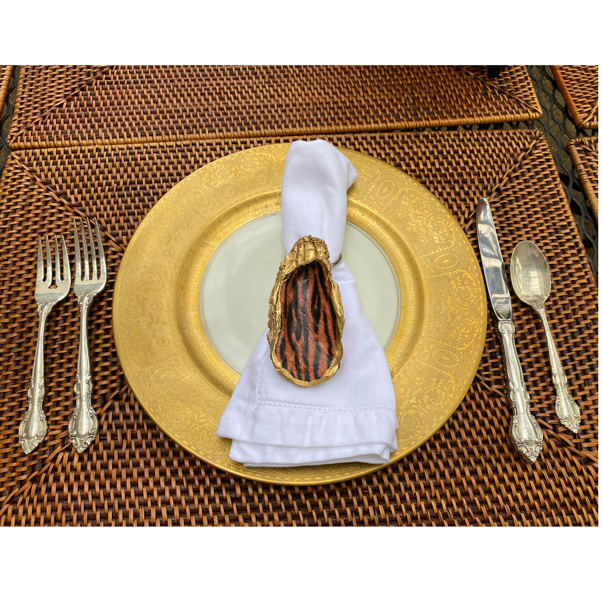 Napkin Ring, Tiger Stripes Shell Art, Sold Individually