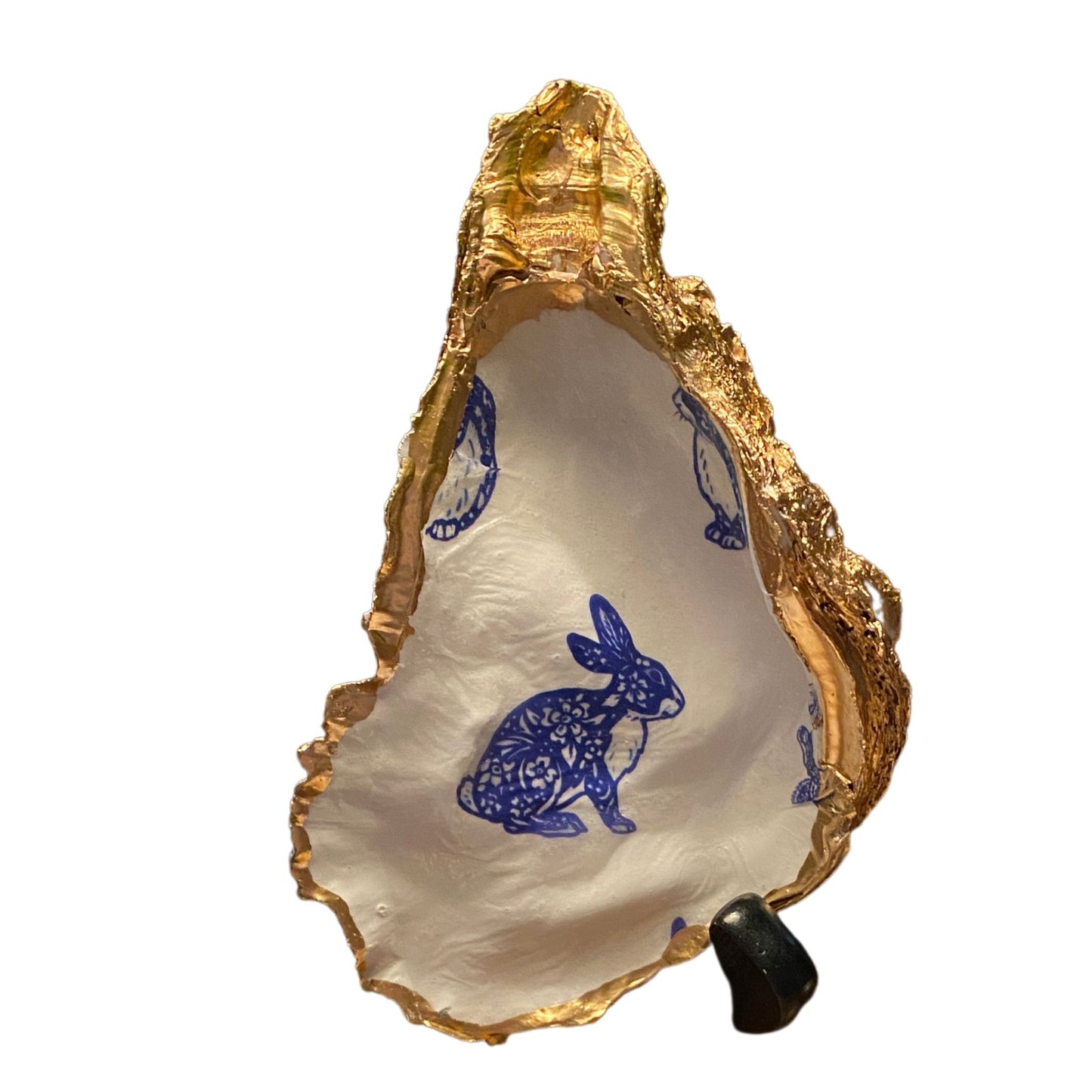 Bunny Shell Art Jewelry Dish | Oyster Shell Art