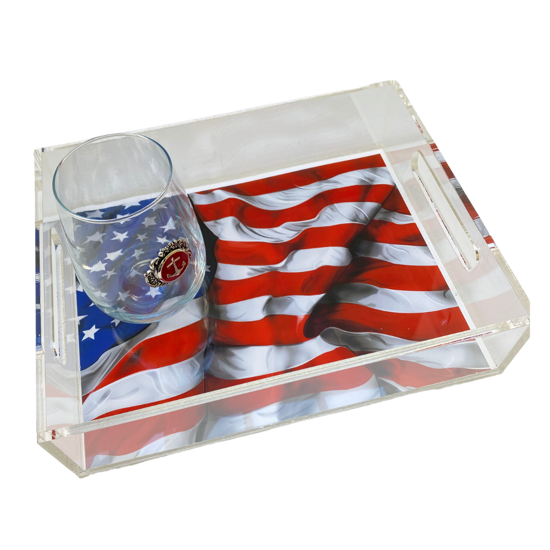 Acrylic Tray Featuring the USA Flag art Insert