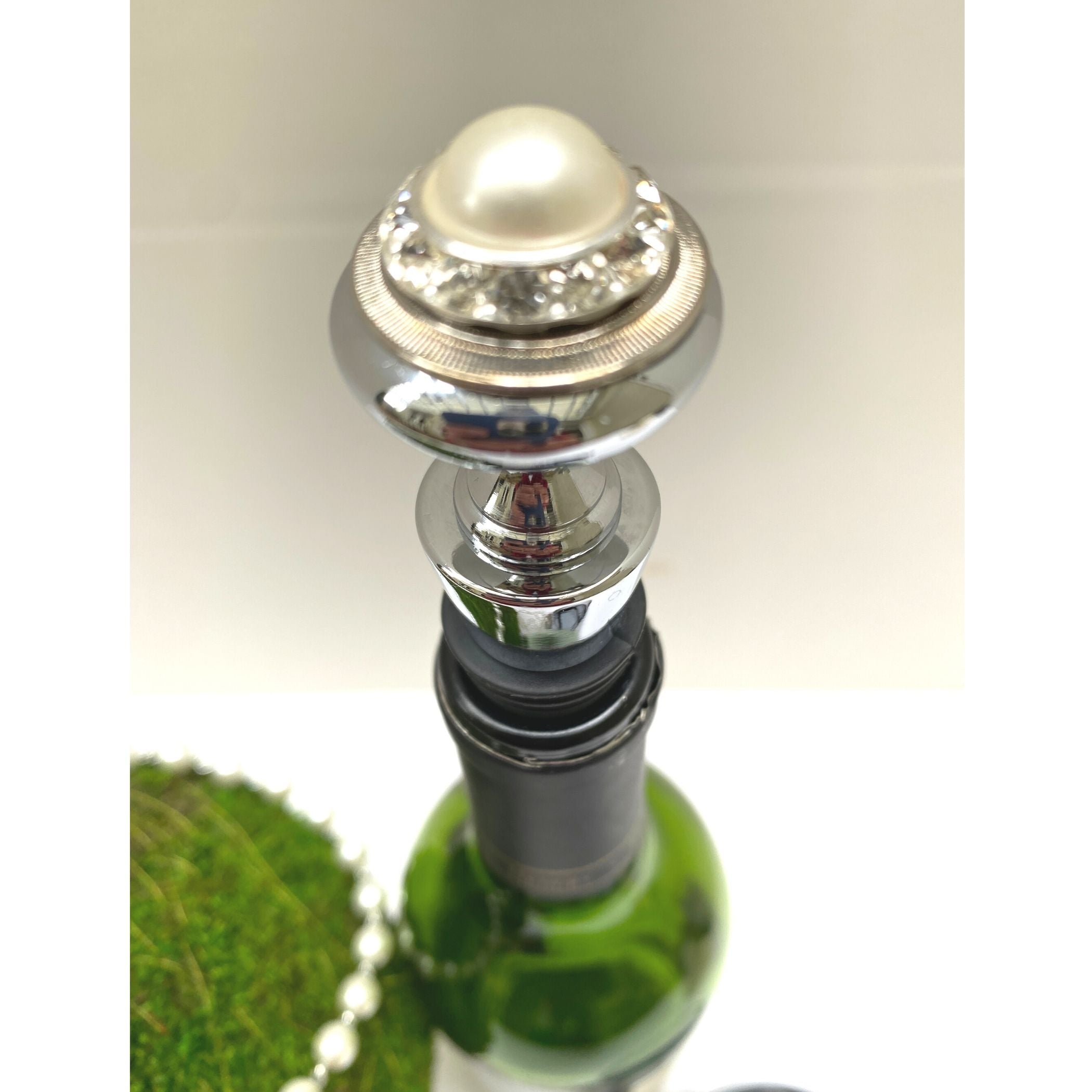 Pearl Bottle Stopper, Crystal Setting | 30th Pearl Anniversary Gift