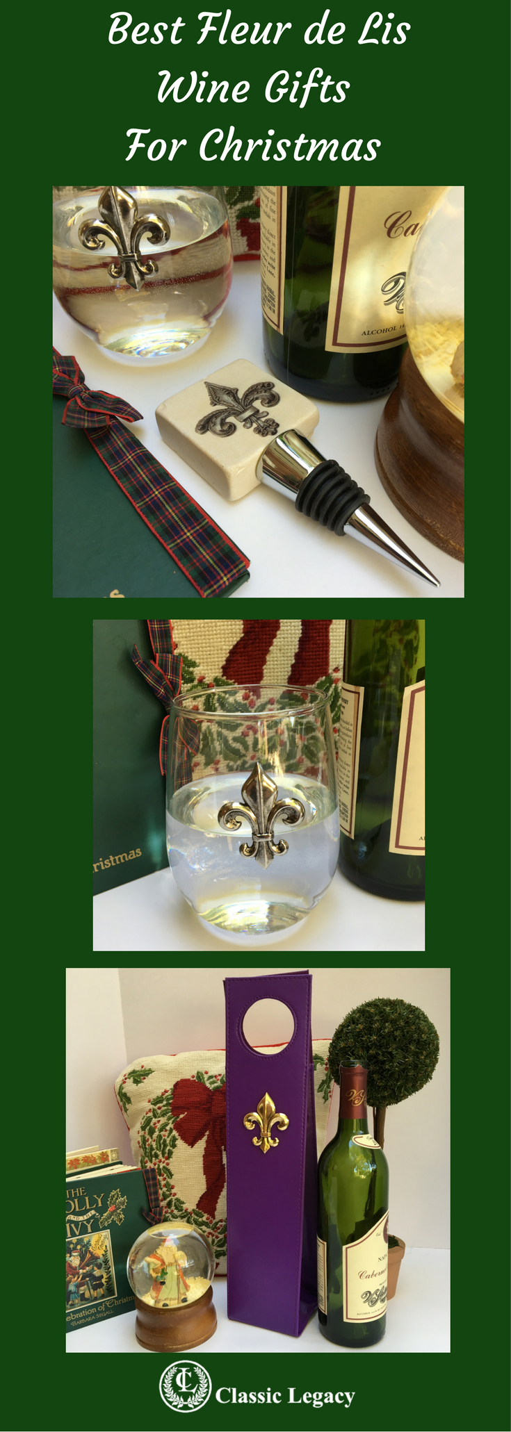 Stemless  Glass, Silver Fleur de Lis