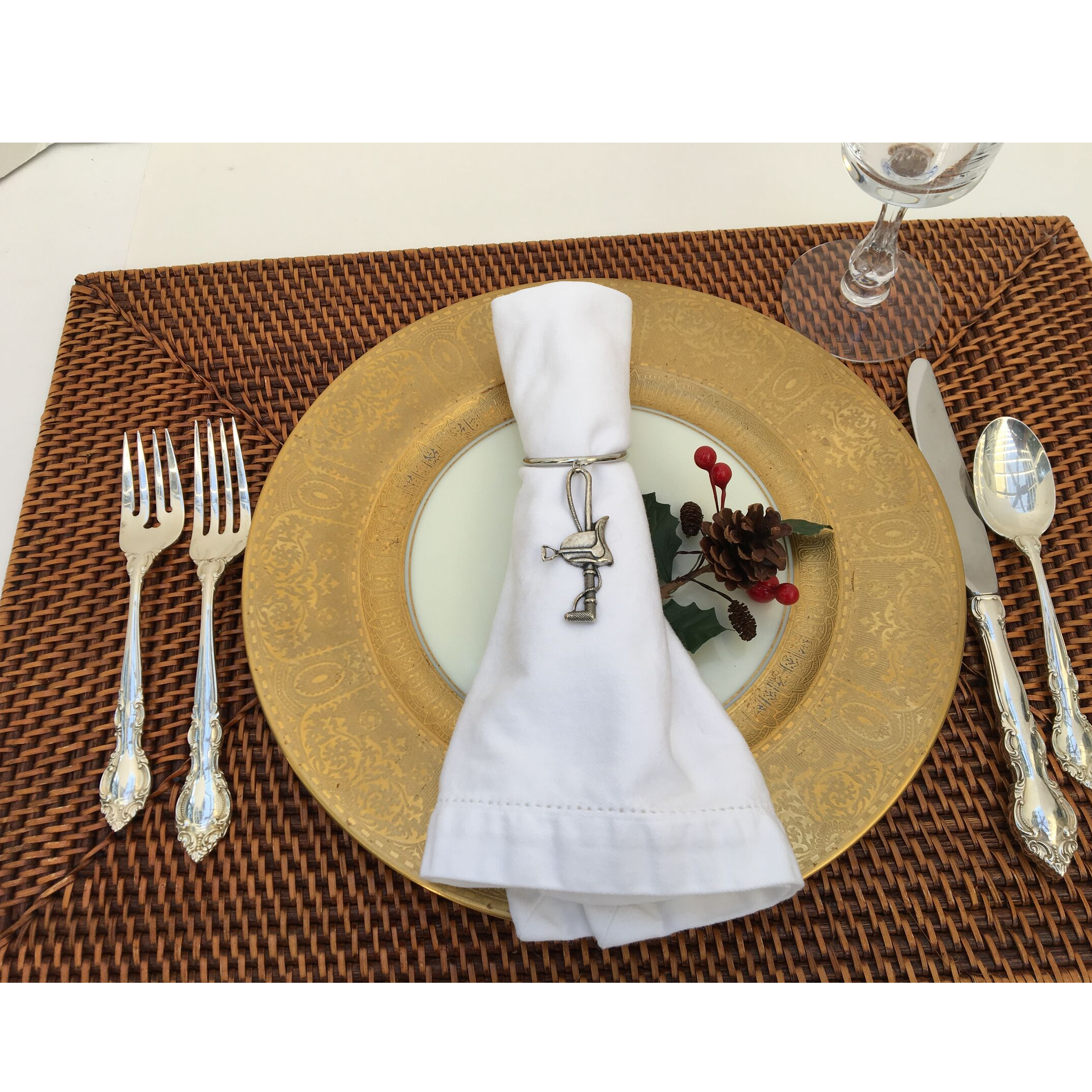 Napkin Rings Equestrian Silver Saddle and Crop