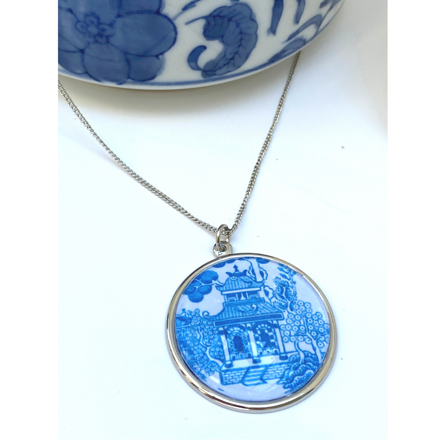 Necklace Blue Chinoiserie