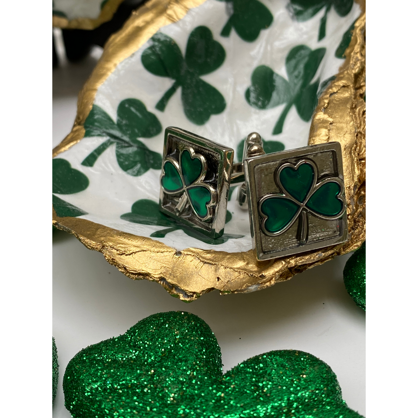 Cuff Links, Shamrocks, Handmade, Gift for Irish Lover, St. Patrick's Day Gift