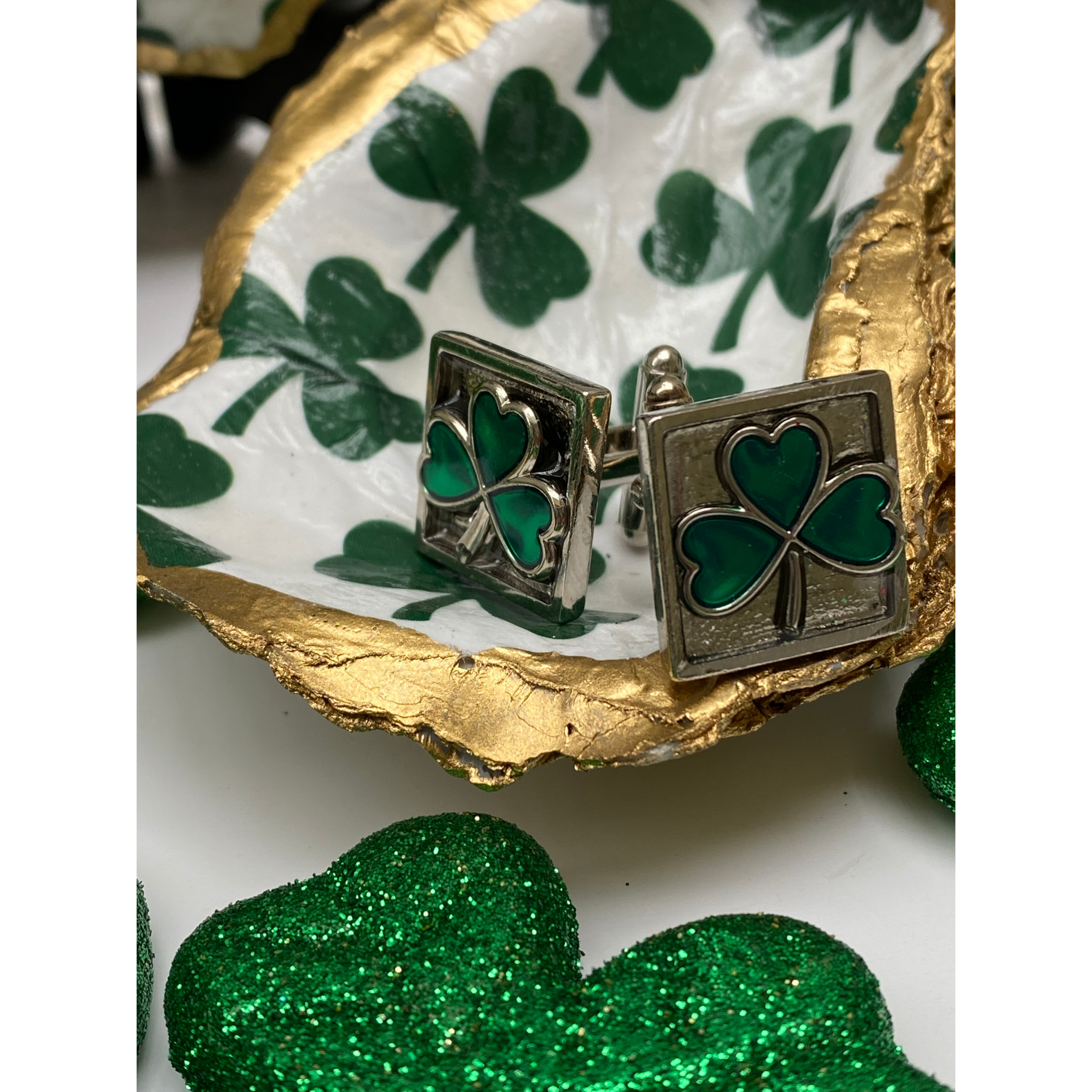 Cuff Links, Shamrocks, Handmade, Gift for Irish Lover, St. Patrick's Day Gift