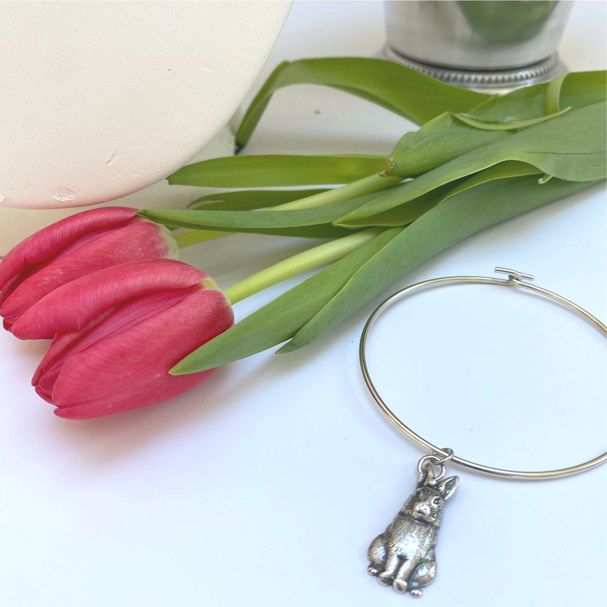 Bunny Gift, Bunny Bracelet, Silver Bangle Bracelet