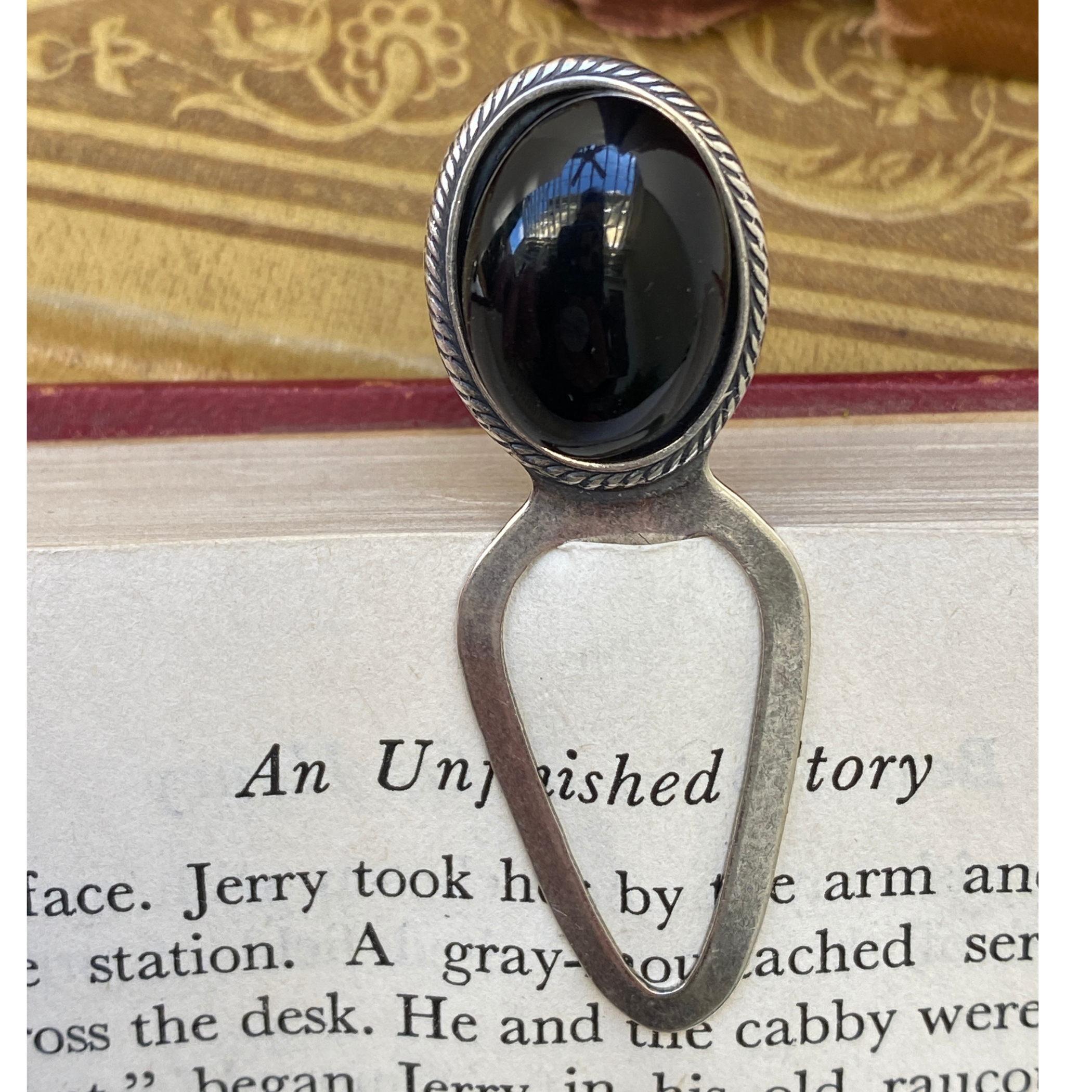 Bookmark, Silver Plate,  Colorful Cabochon, Book Lover Gift