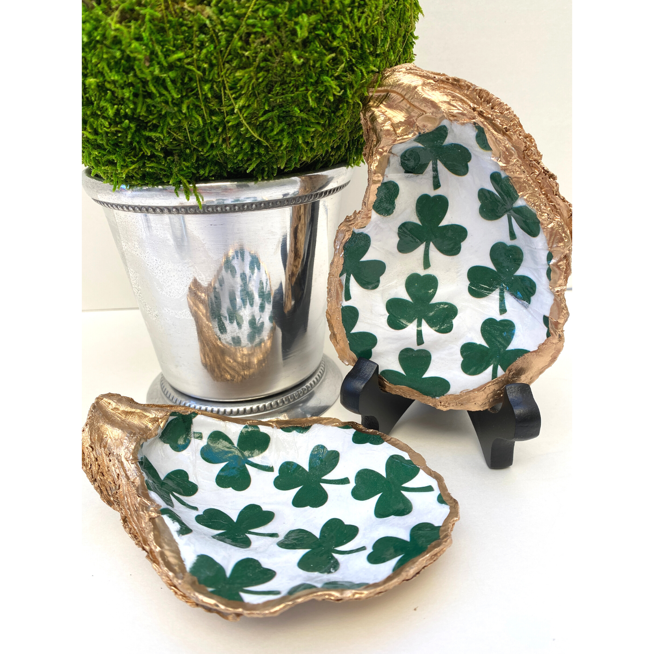 Oyster Shell Art, Shamrocks, Irish, St. Patrick's Day Gift, Oyster Shell Art