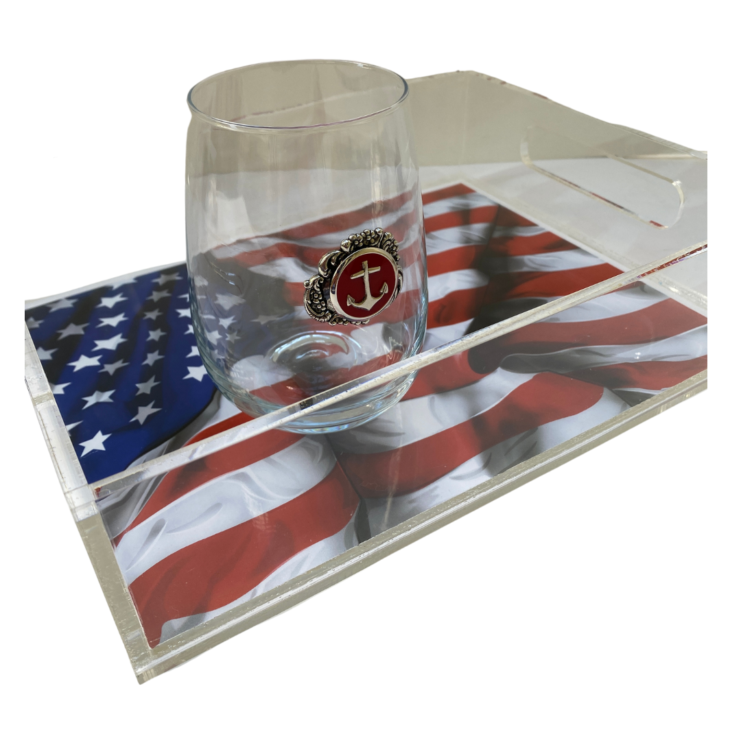 Acrylic Tray Featuring the USA Flag art Insert