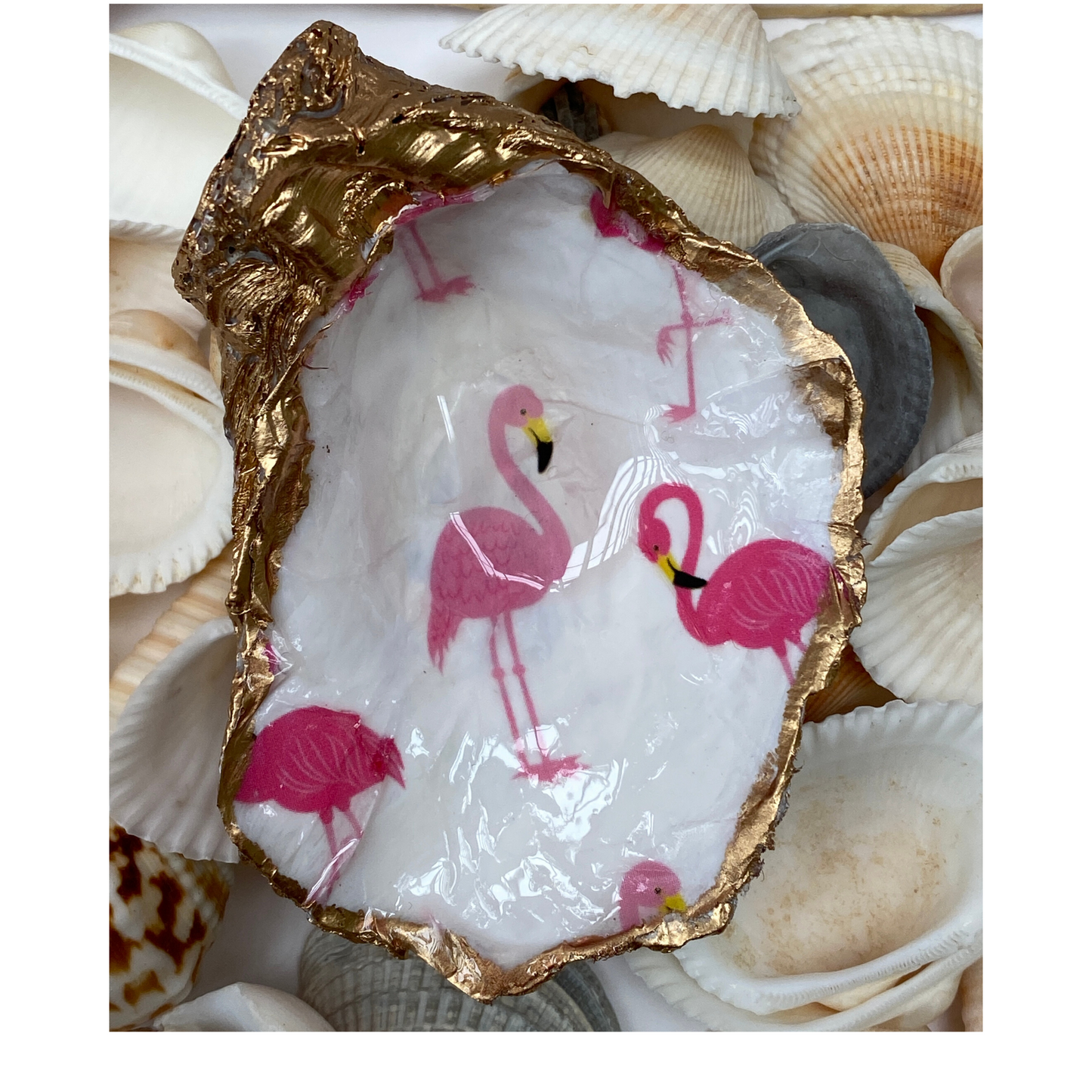 Oyster Shell Art, Pink Flamingo