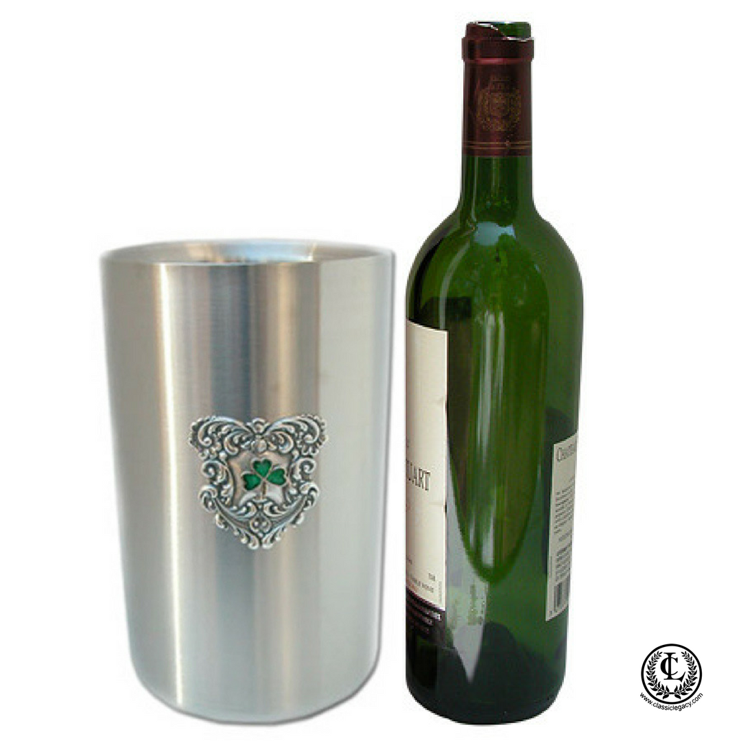 Beverage Cooler, Stainless Steel, Irish Shamrock, St. Patrick Day Gift