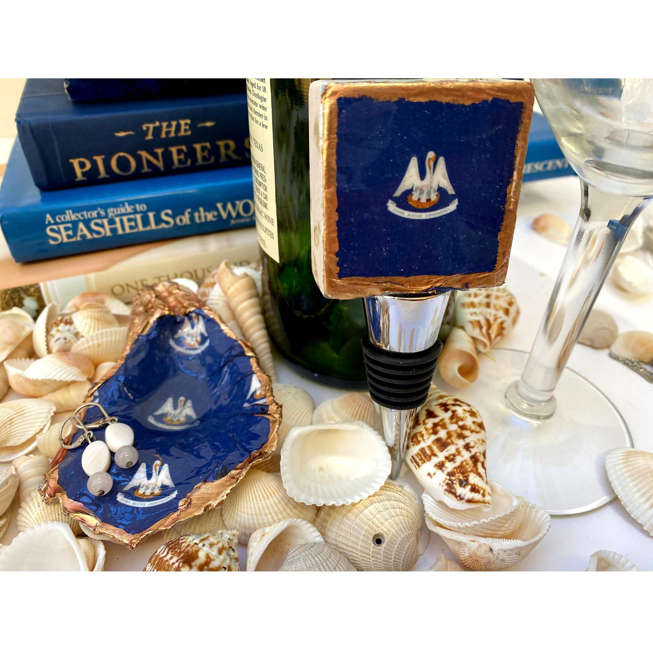 Oyster Shell Art,  Louisiana Flag Gift