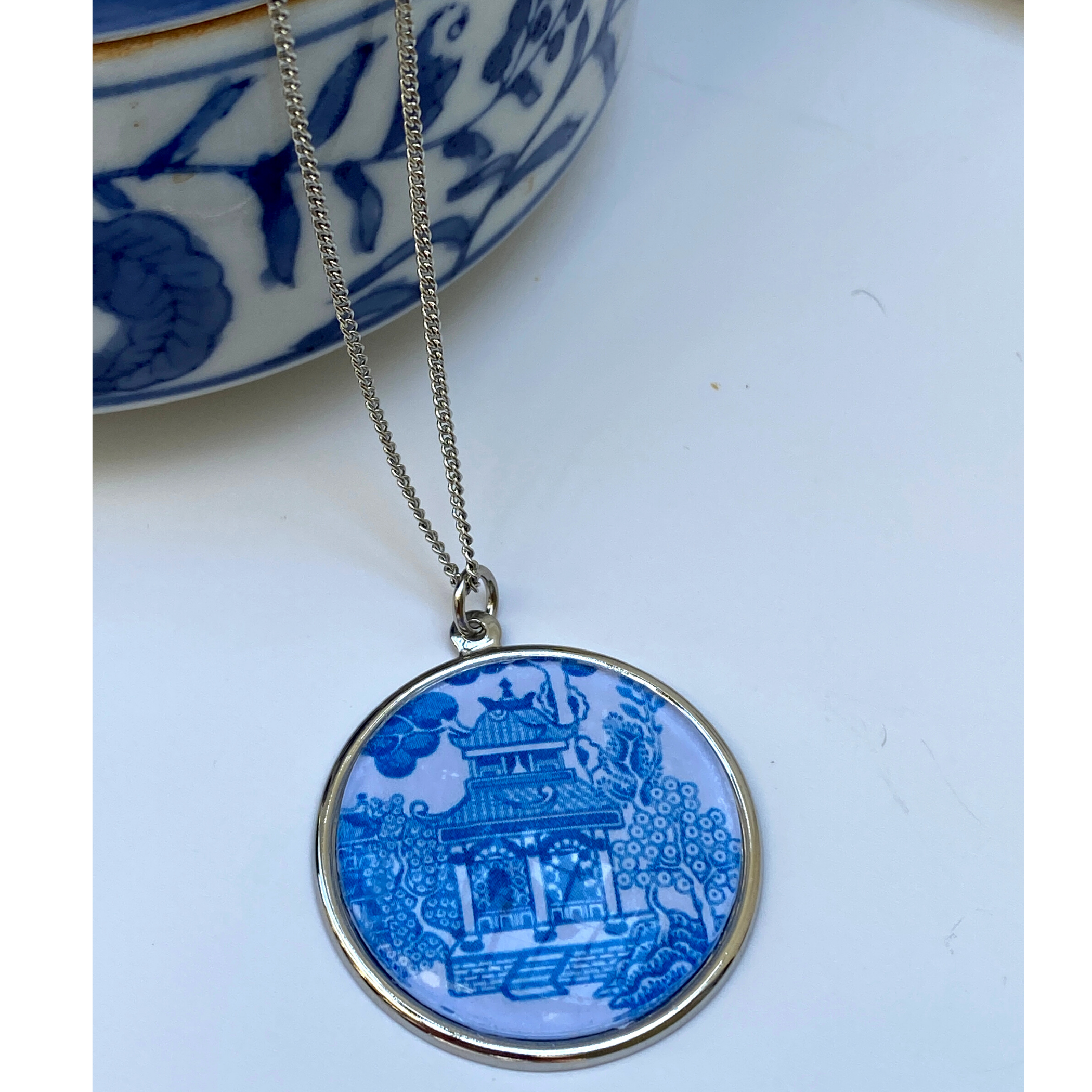 Necklace Blue Chinoiserie