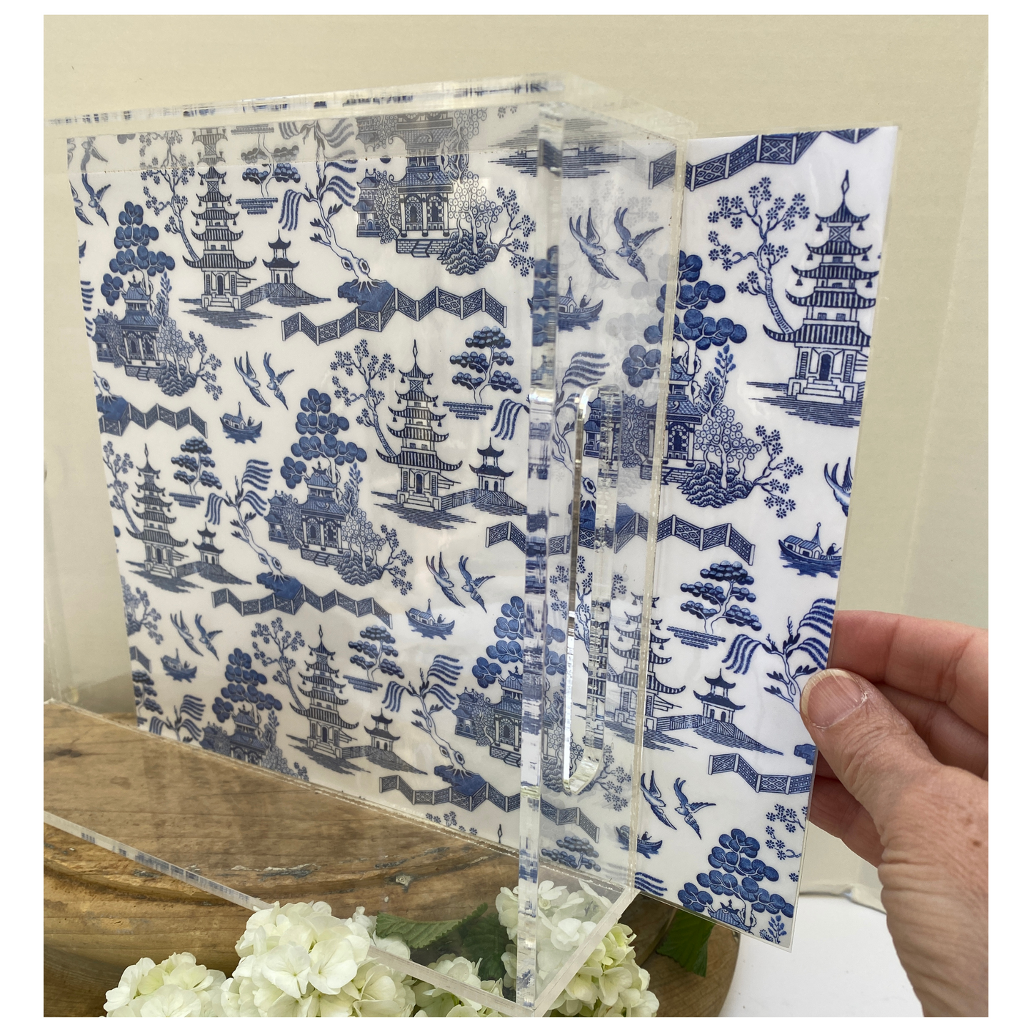 Acrylic Tray with blue Chinoiserie Design by Classic Legacy