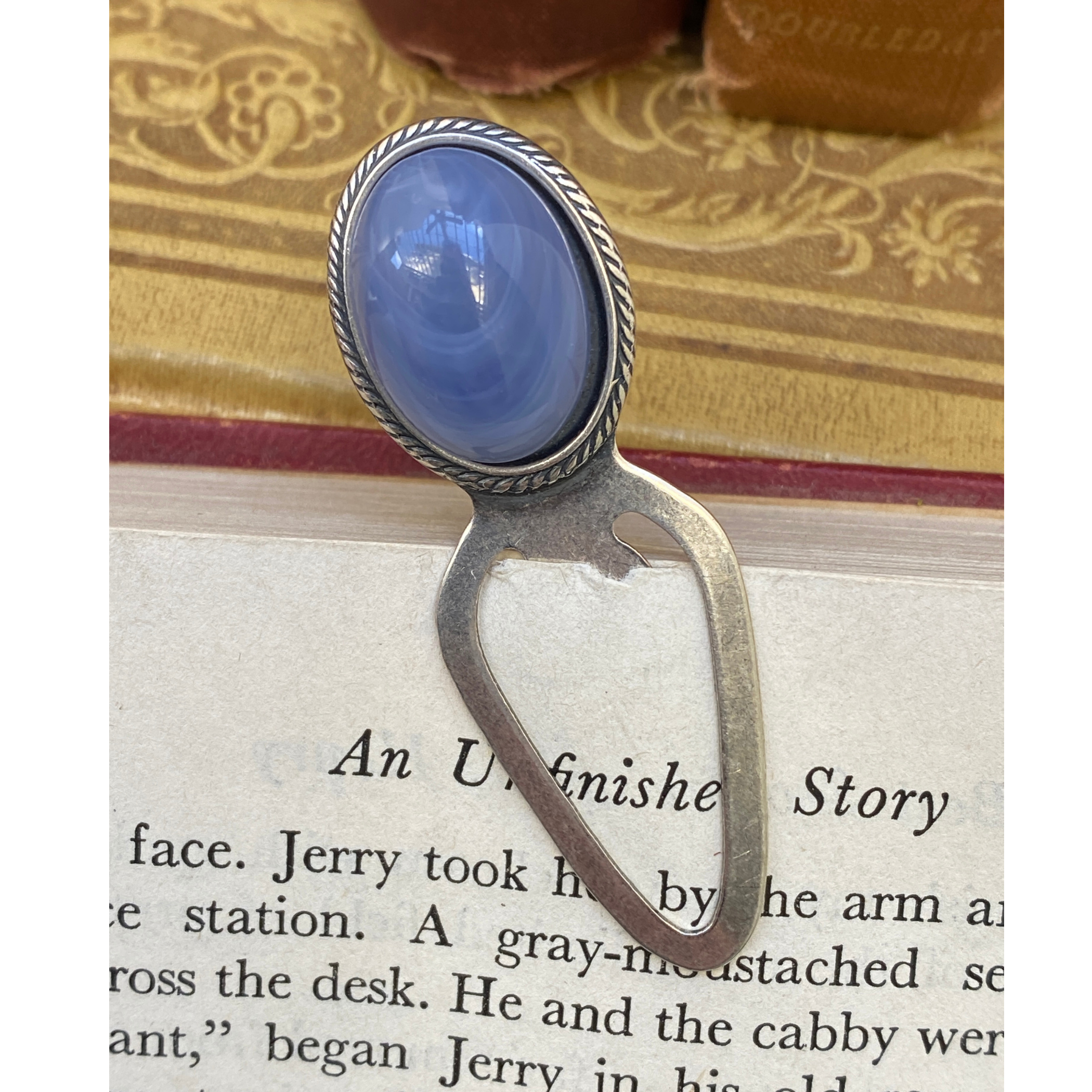 Bookmark, Silver Plate,  Colorful Cabochon, Book Lover Gift