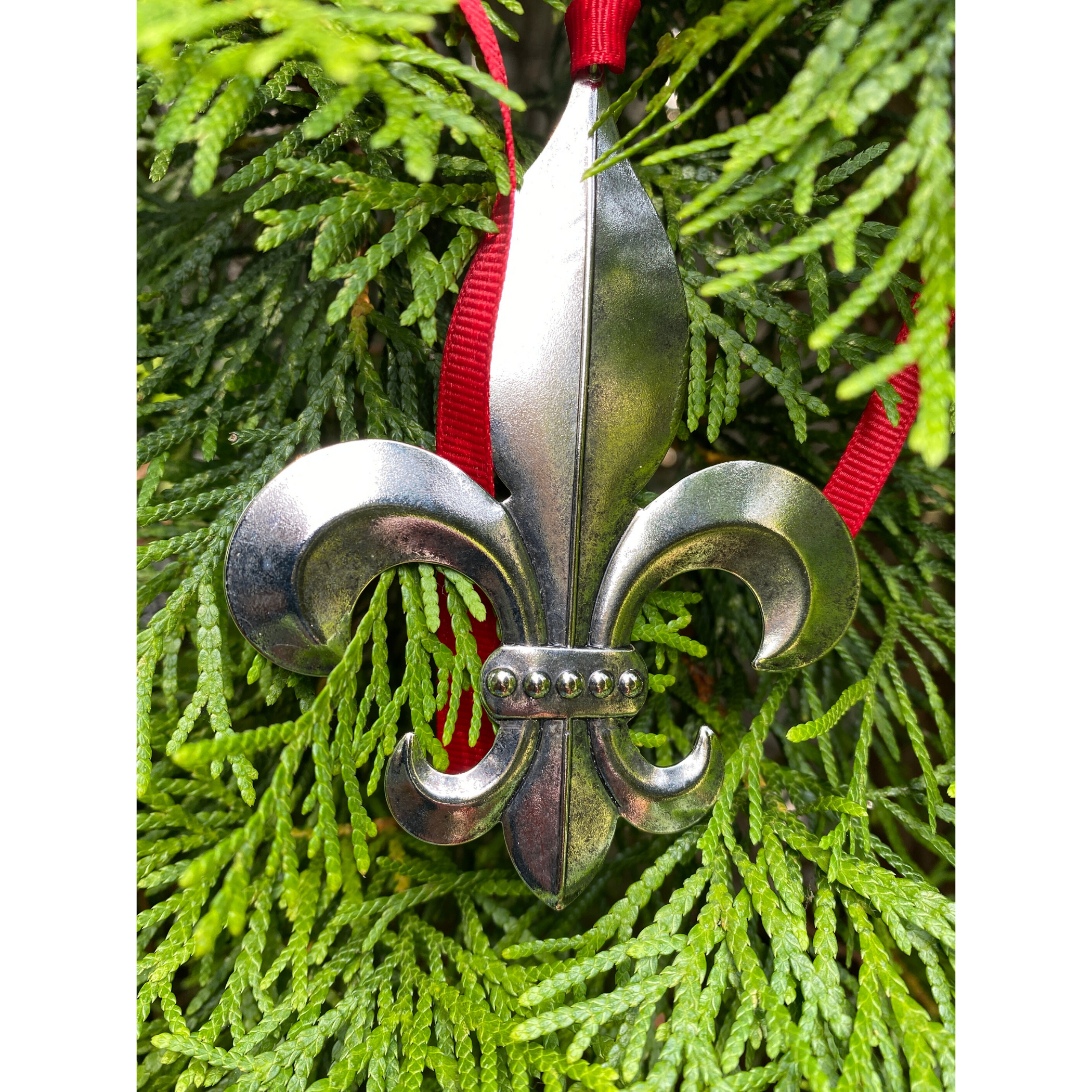 Extra Large Silver Fleur de Lis Christmas Ornament