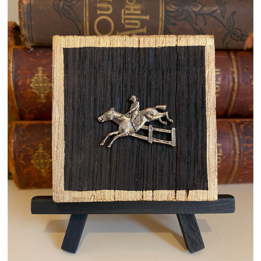 Horse Jumper, Wooden Art, Bourbon Barrel Wood, Equestrian Decor, Gift for Horse Lover