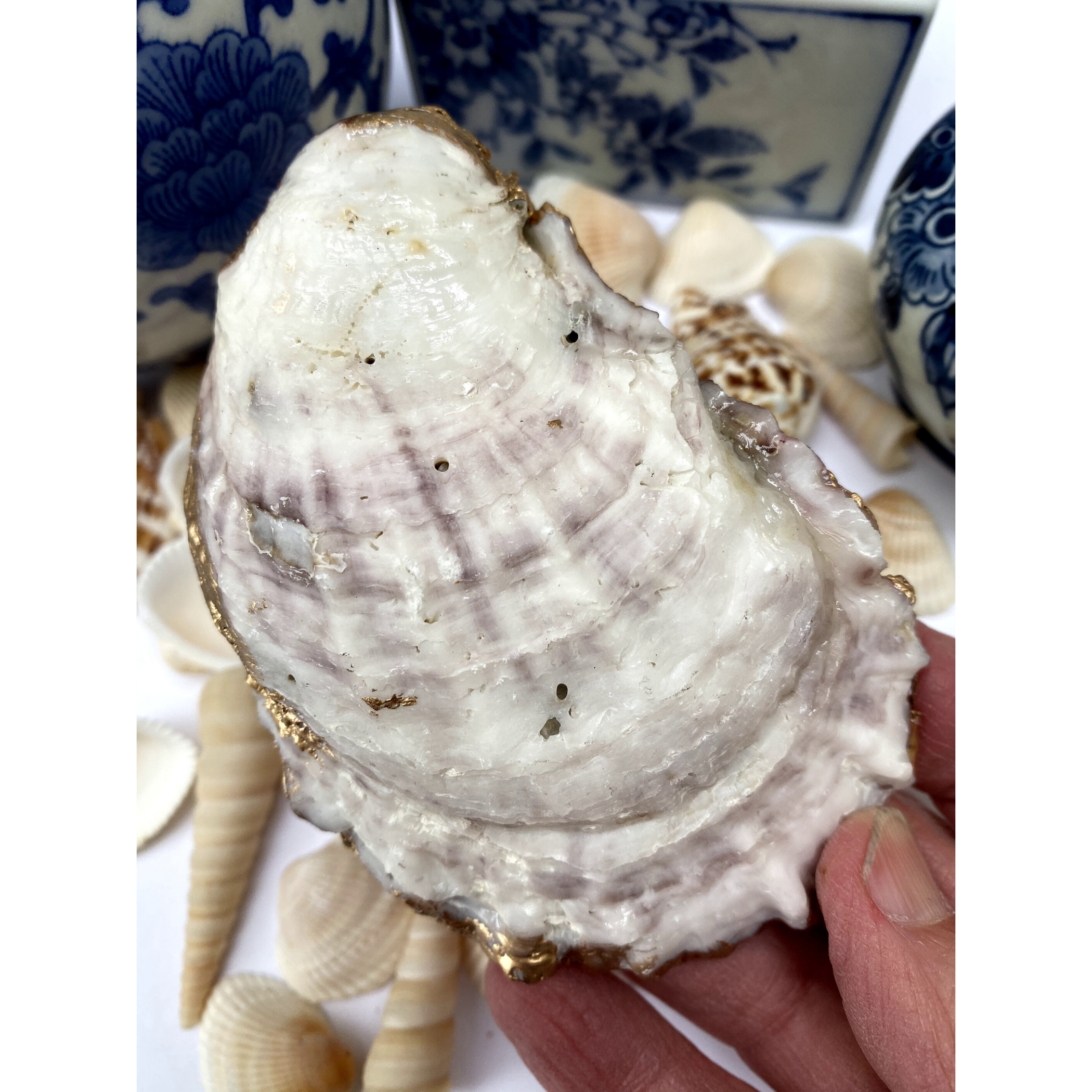 Oyster Shell Art, Decorative Art,  South Carolina State Flag,  Blue and White Décor
