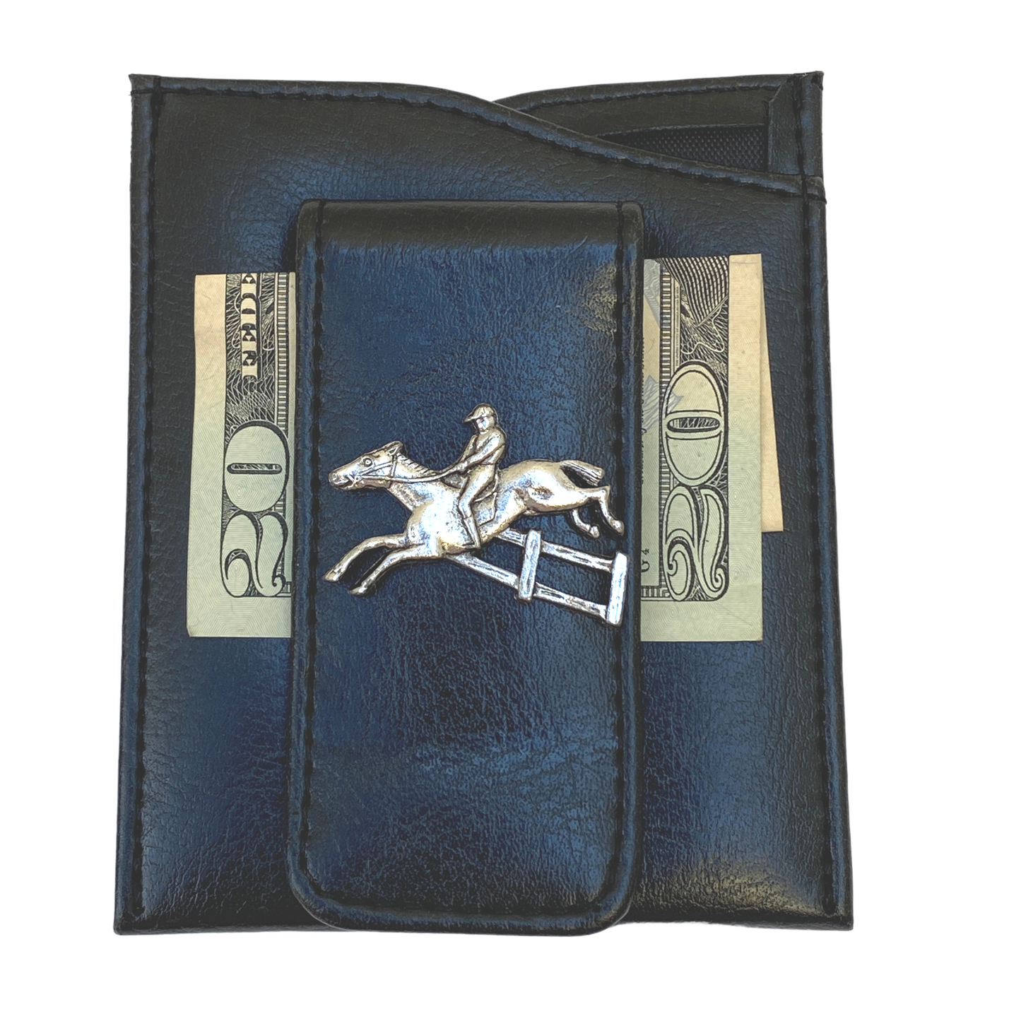 Faux Leather Hunter Jumper Equestrian Money Clip Wallet