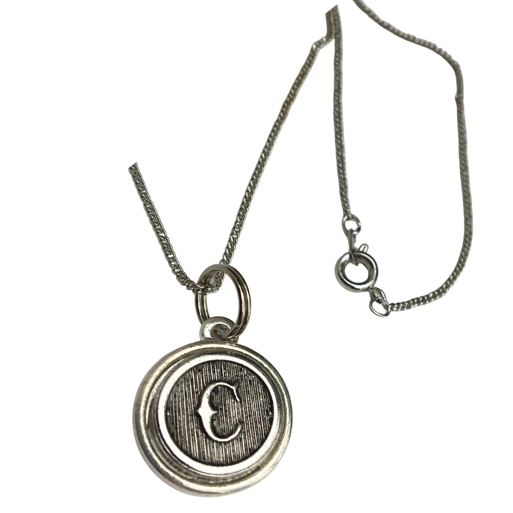 Personalized Initial Necklace Silver Curb Chain