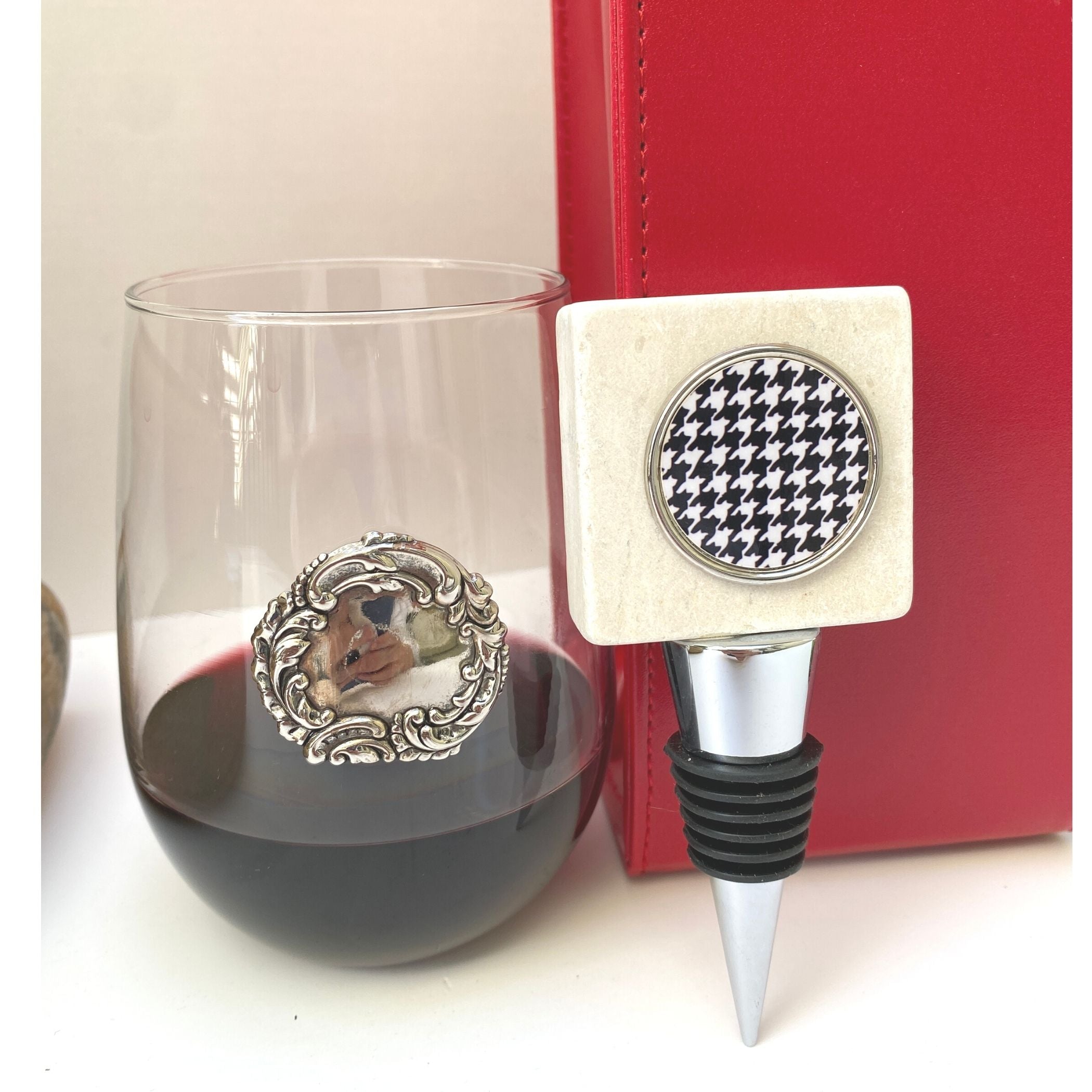 Houndstooth Marble Wine Bottle Stopper