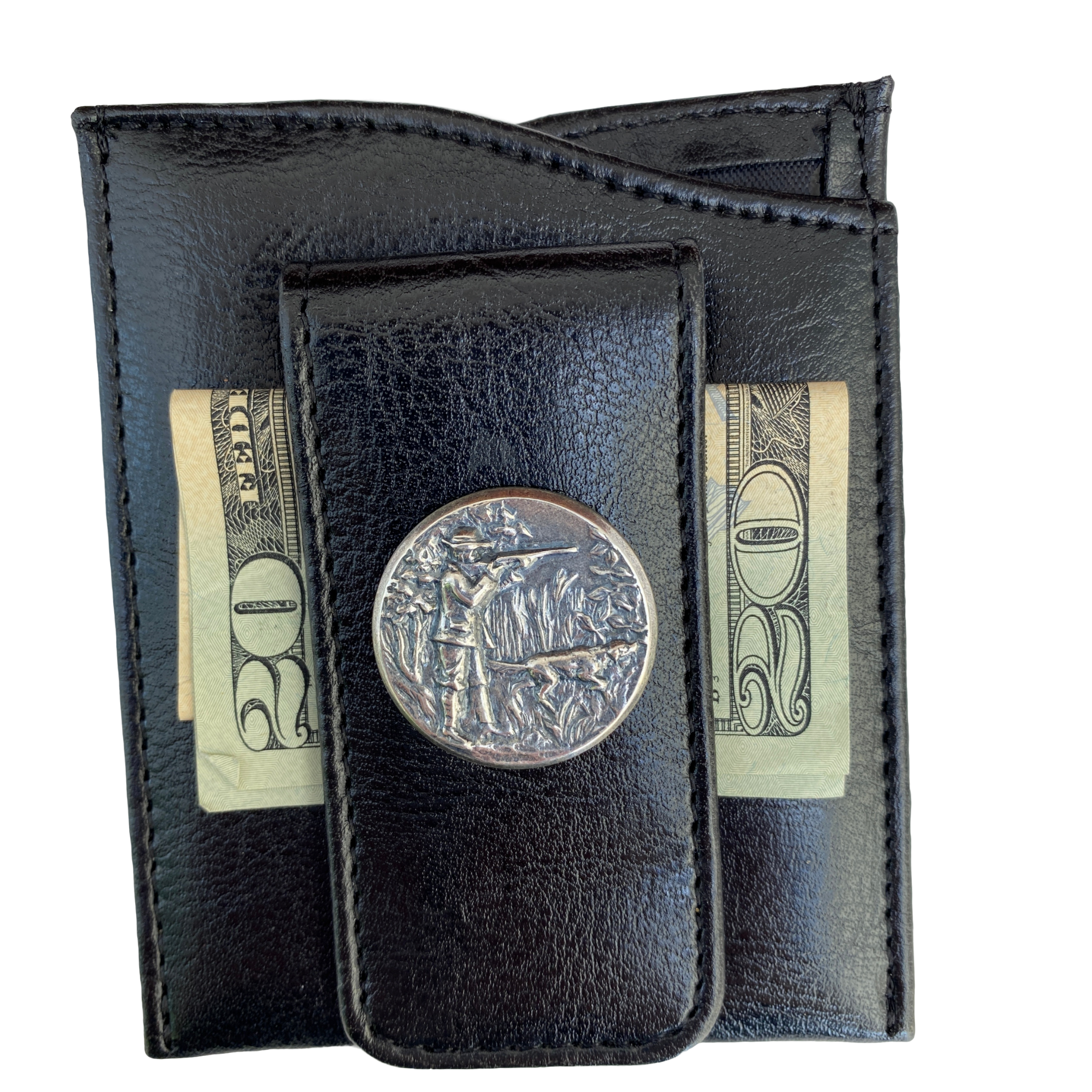 Money Clip, Hunter Theme, Black Faux Leather