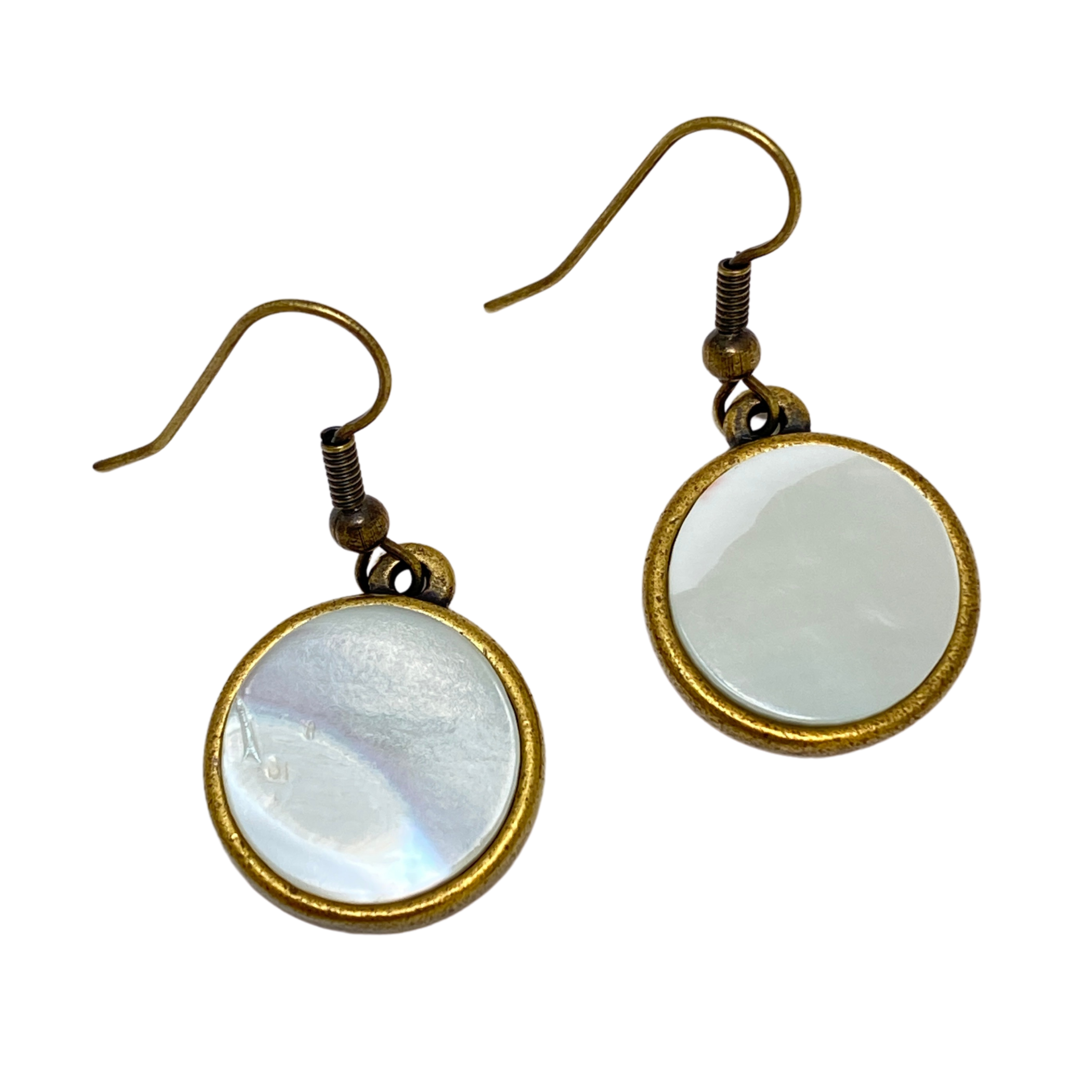 Earring, Round Mother of Pearl, 30th Pearl Anniversary Gift