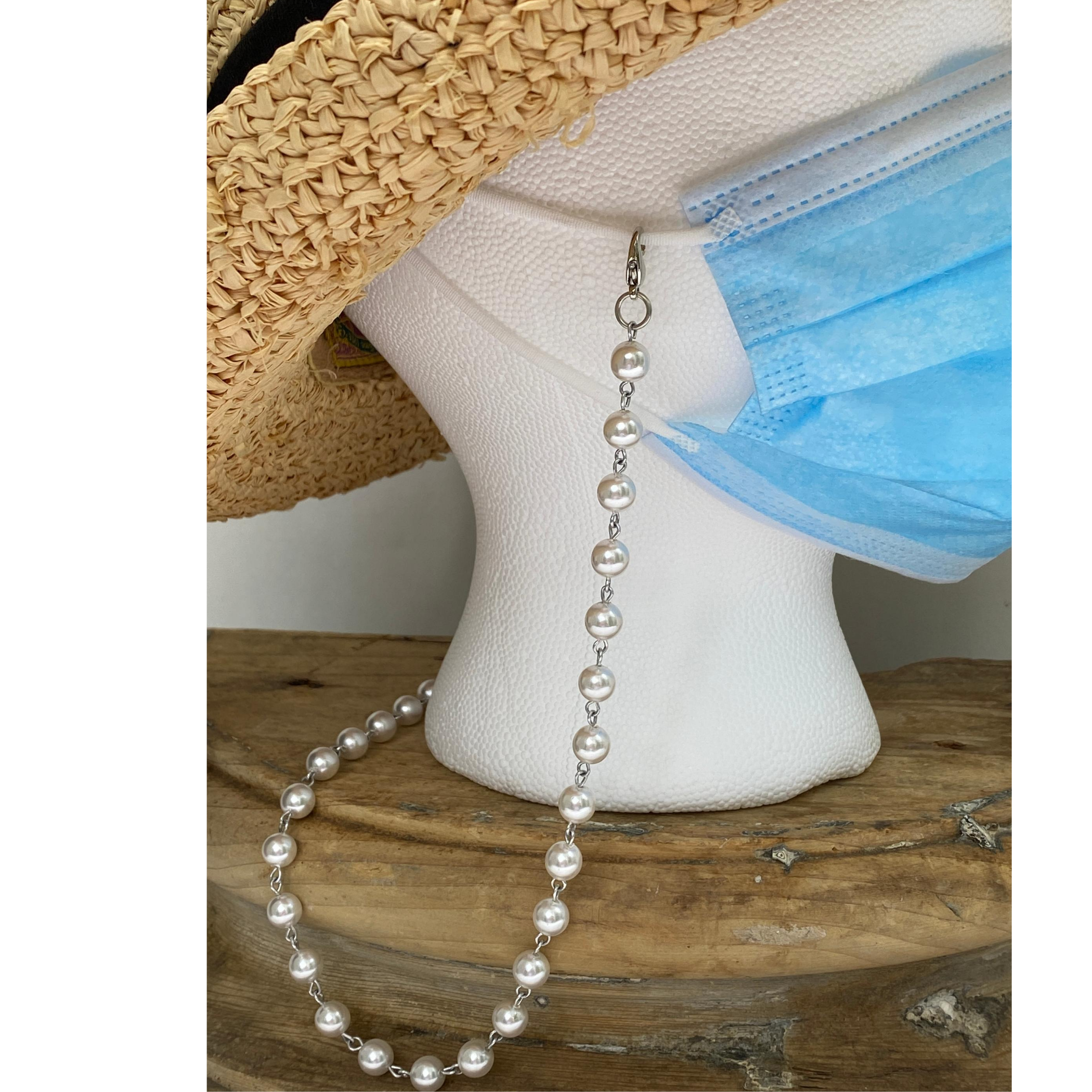 Faux Pearl Necklace Chain, Pearl Mask Chain