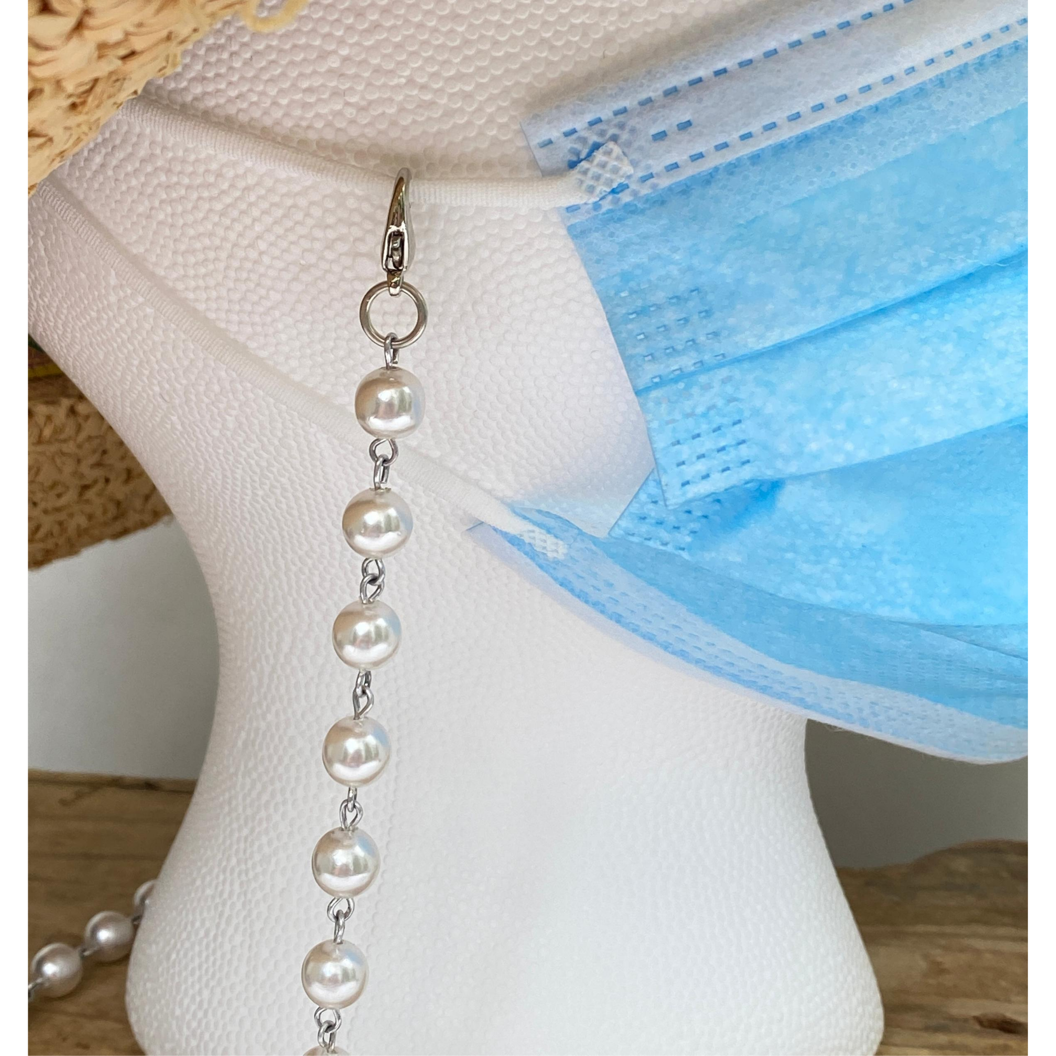 Faux Pearl Necklace Chain, Pearl Mask Chain