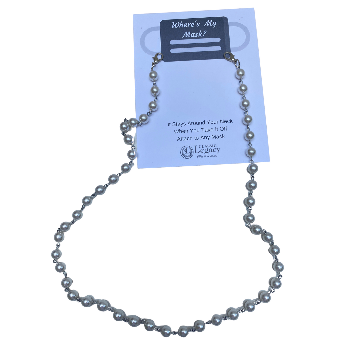 Faux Pearl Necklace Chain, Pearl Mask Chain
