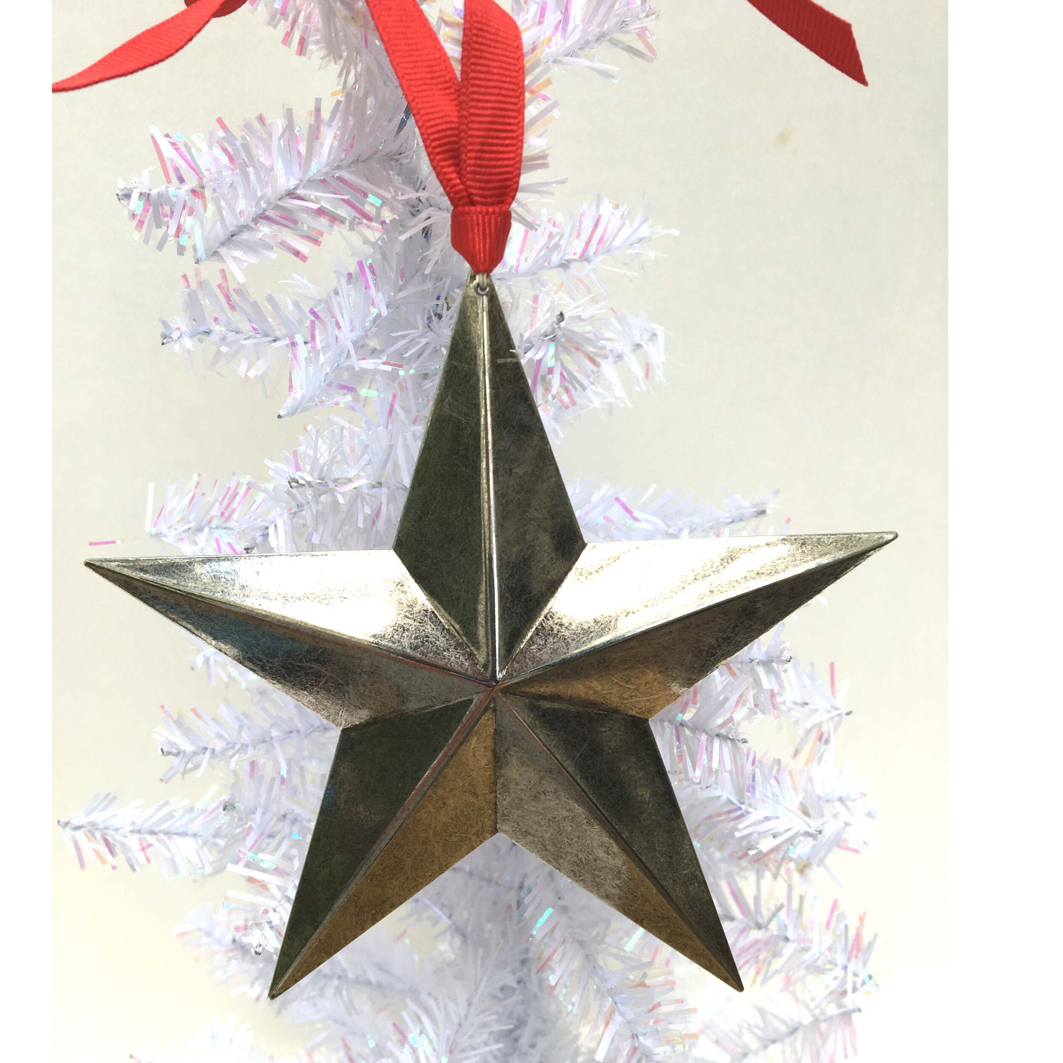 Christmas Ornament, Silver Star, Handmade in USA