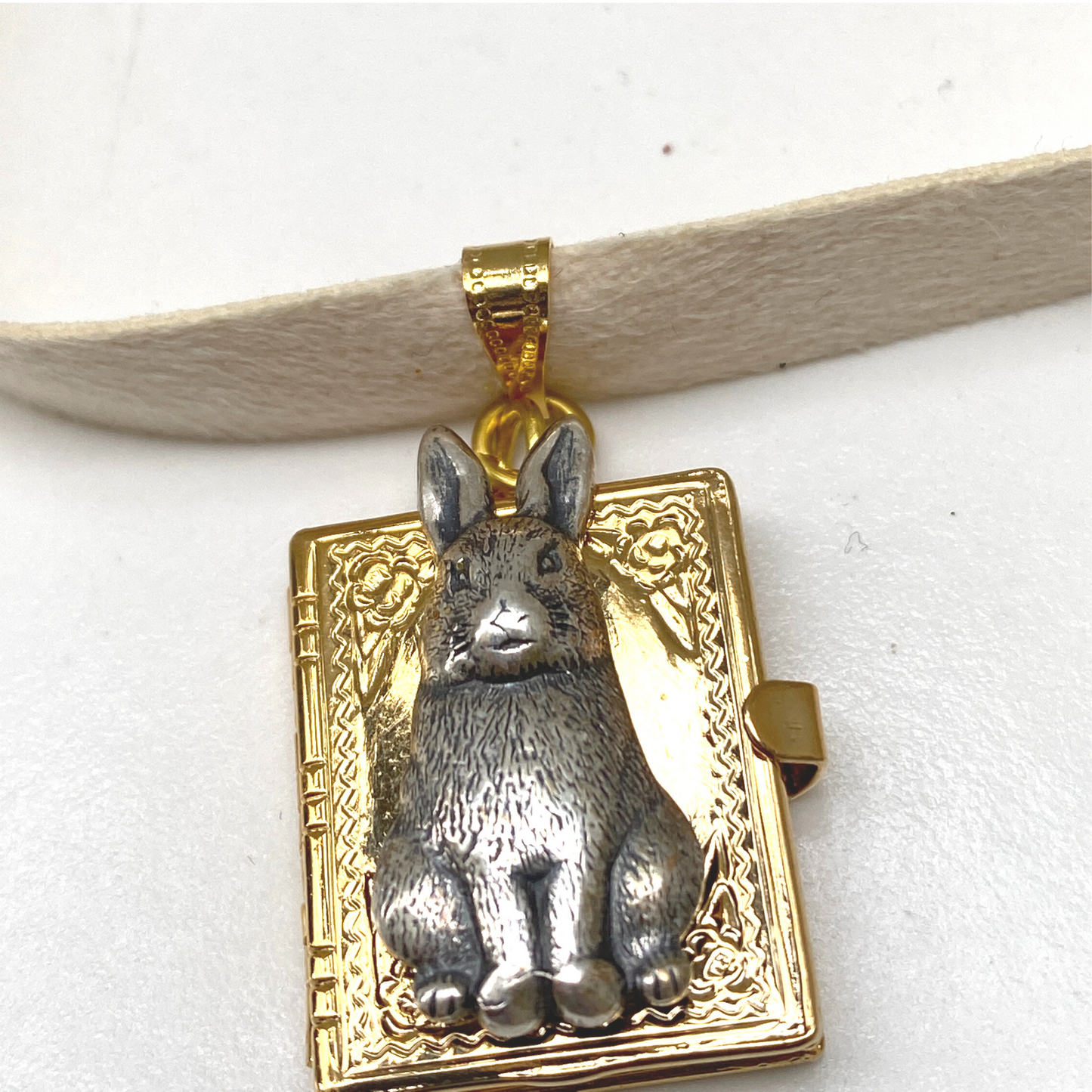 Bunny Gift, Bunny Locket Necklace, Gold Locket, Silver Bunny