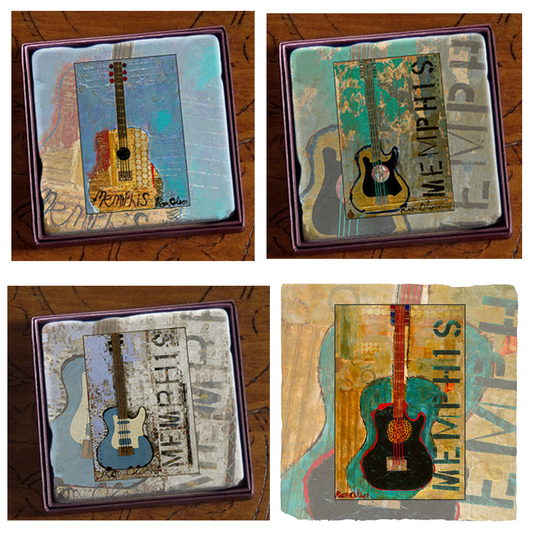 Marble Coasters Set of 4 With Ron Olson Memphis Art