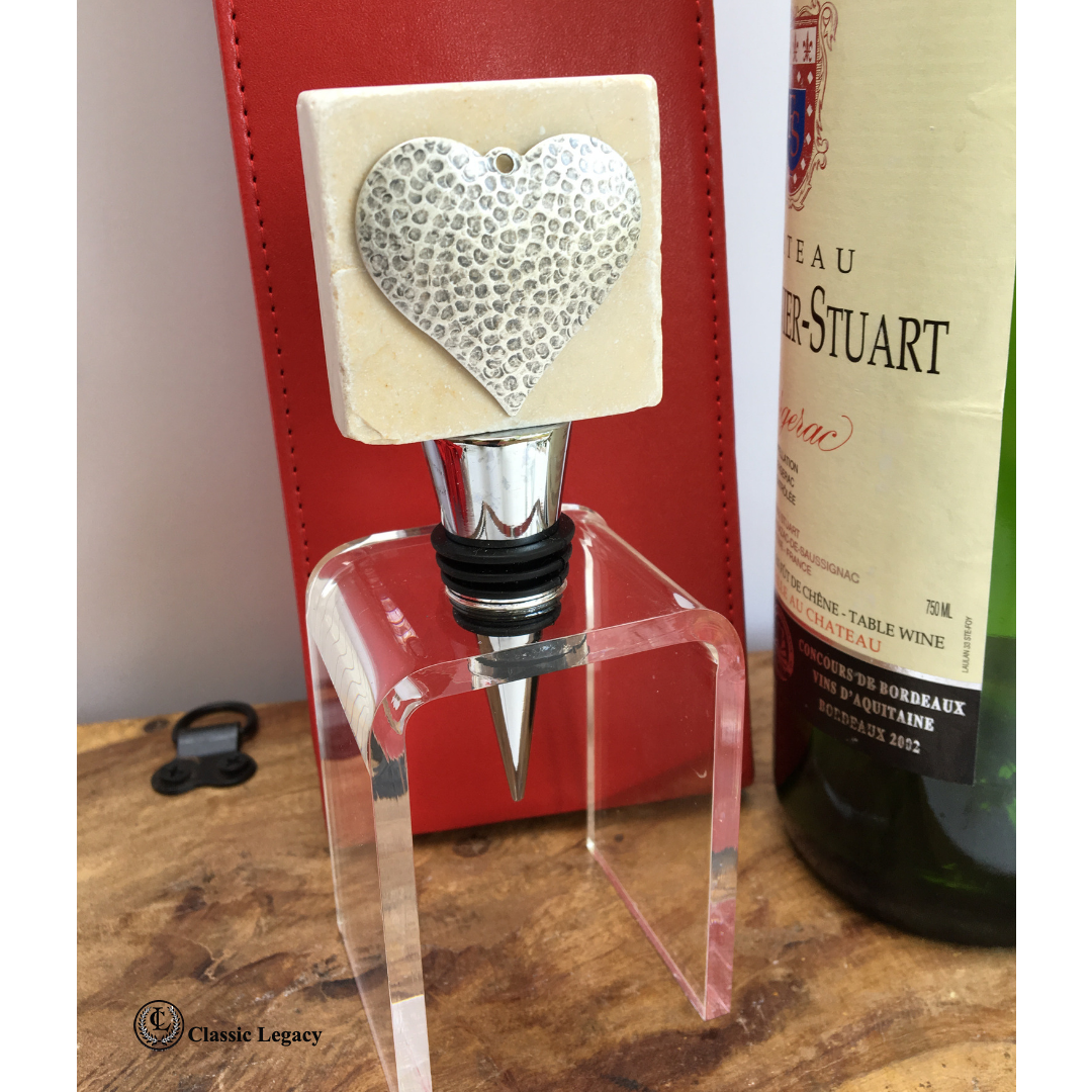 Bottle Stopper Hammered Heart