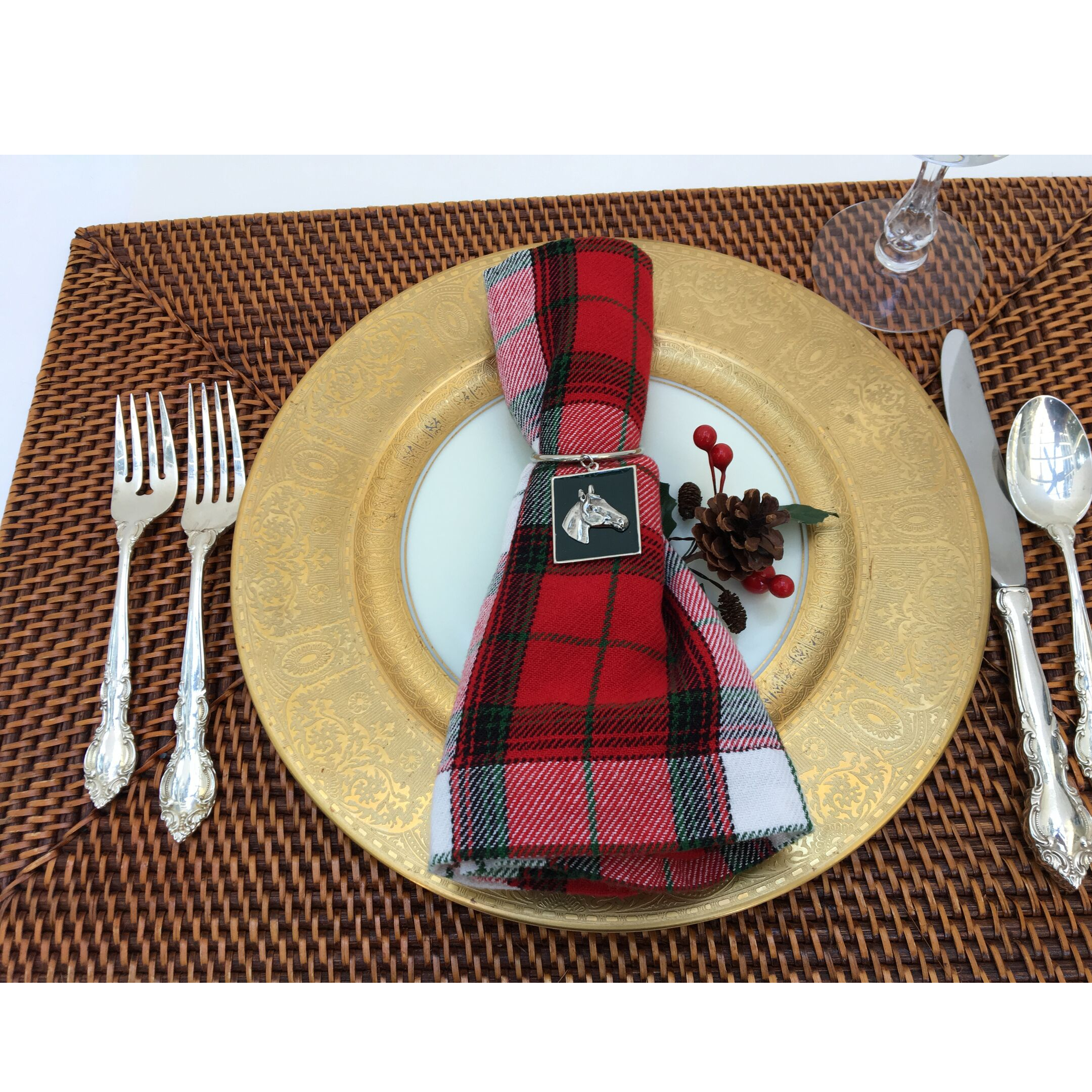 Napkin Ring Silver Horse Head Black Enamel Luxury Table Setting
