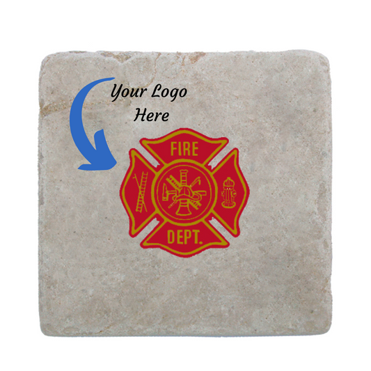Custom Marble Coaster with Firefighter Logo