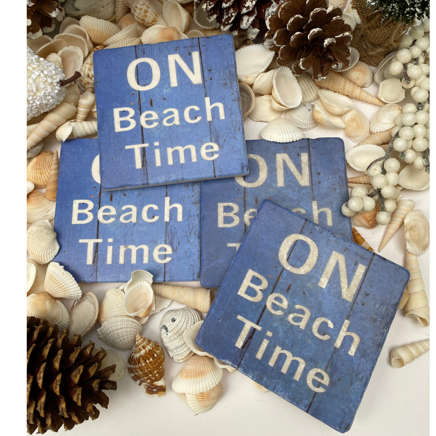 Beach Time Set of 4 Marble Coasters