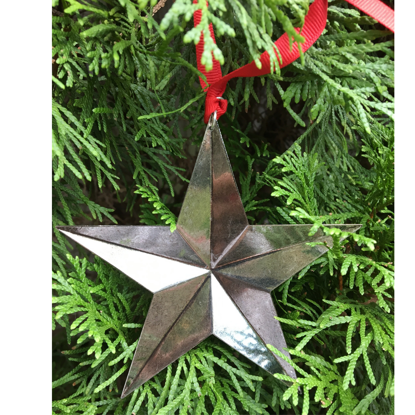 Christmas Ornament, Silver Star, Handmade in USA