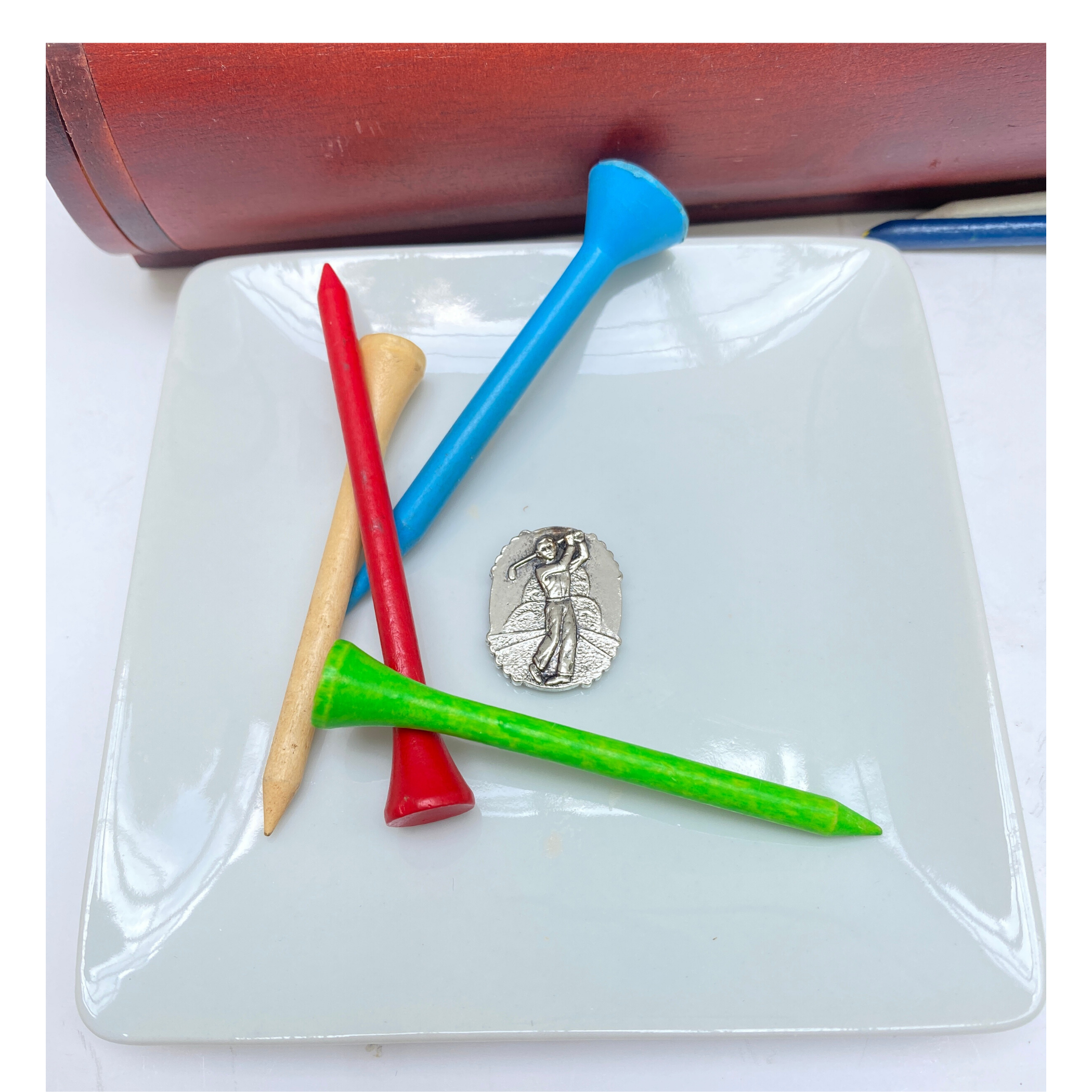 Trinket Tray Dish, Silver Golf Medallion