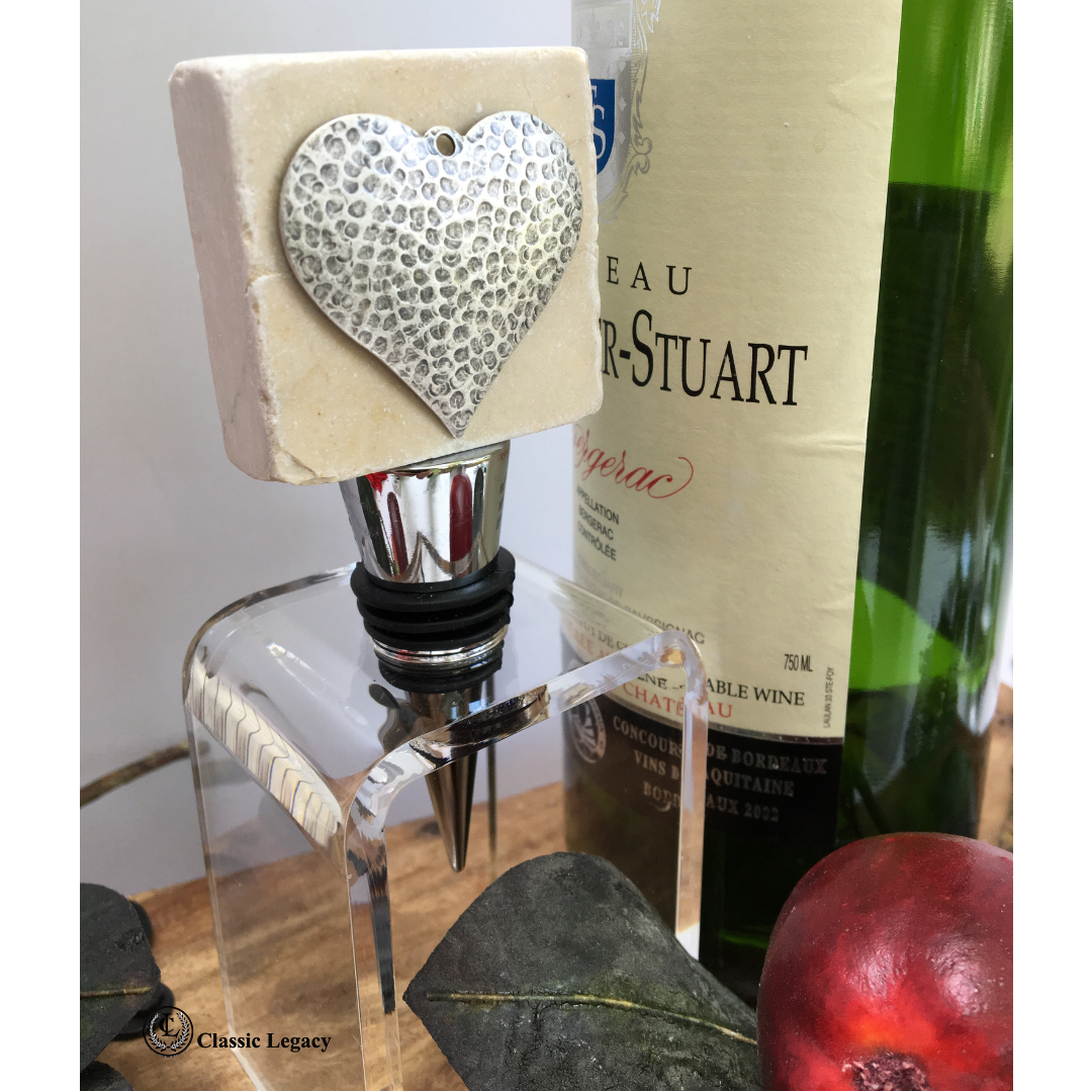 Bottle Stopper Hammered Heart