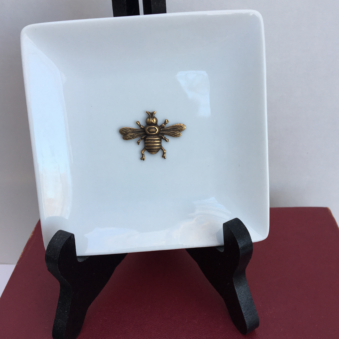 Bee Trinket Tray, Antique Gold Bee | Gift for Bee Lover