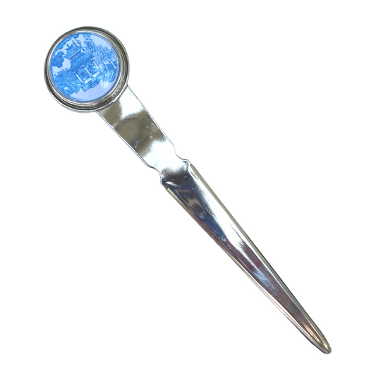 Letter Opener, Silver, Blue and White Chinoiserie Design