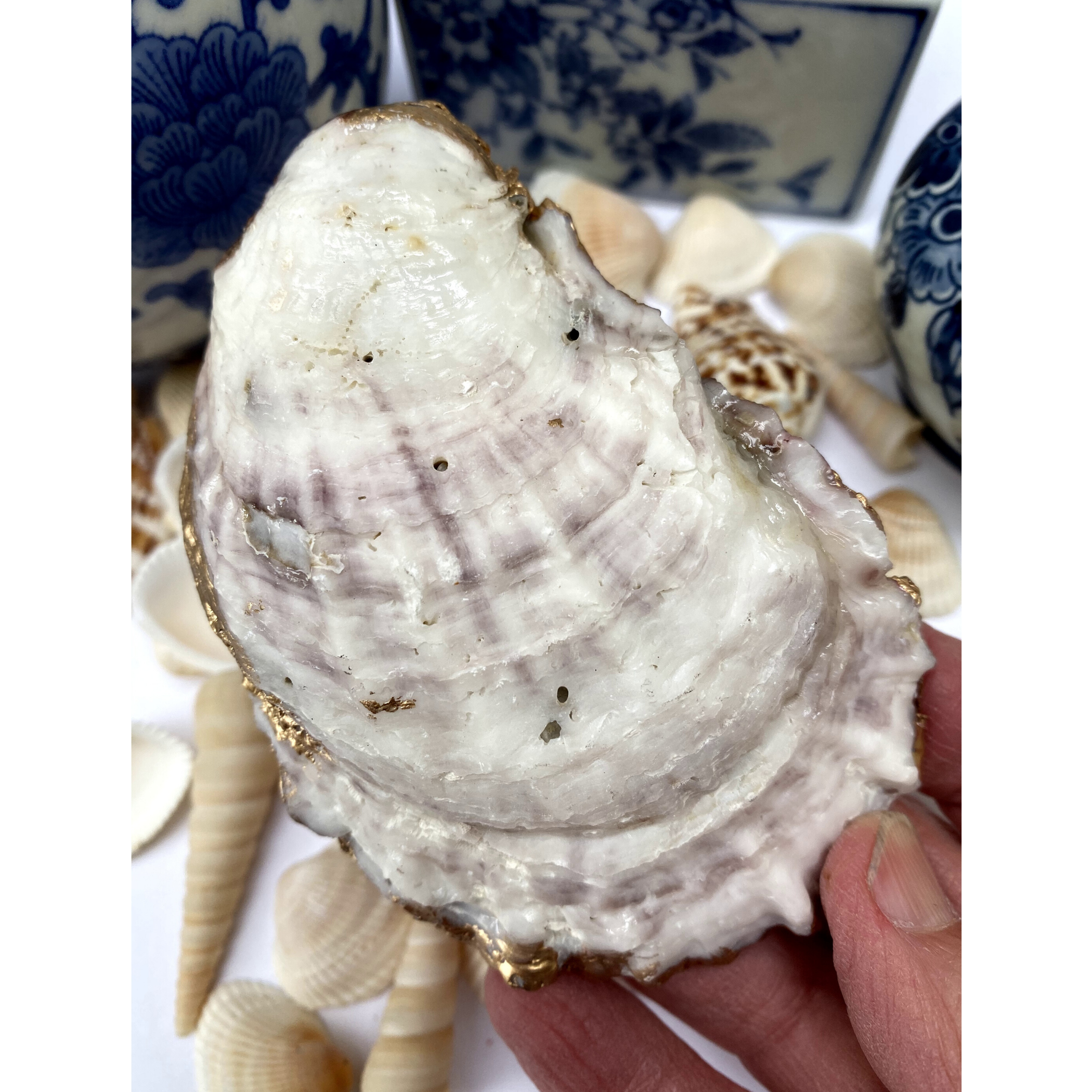 Oyster Shell Art,  Mardi Gras Gift, Fleur de Lis