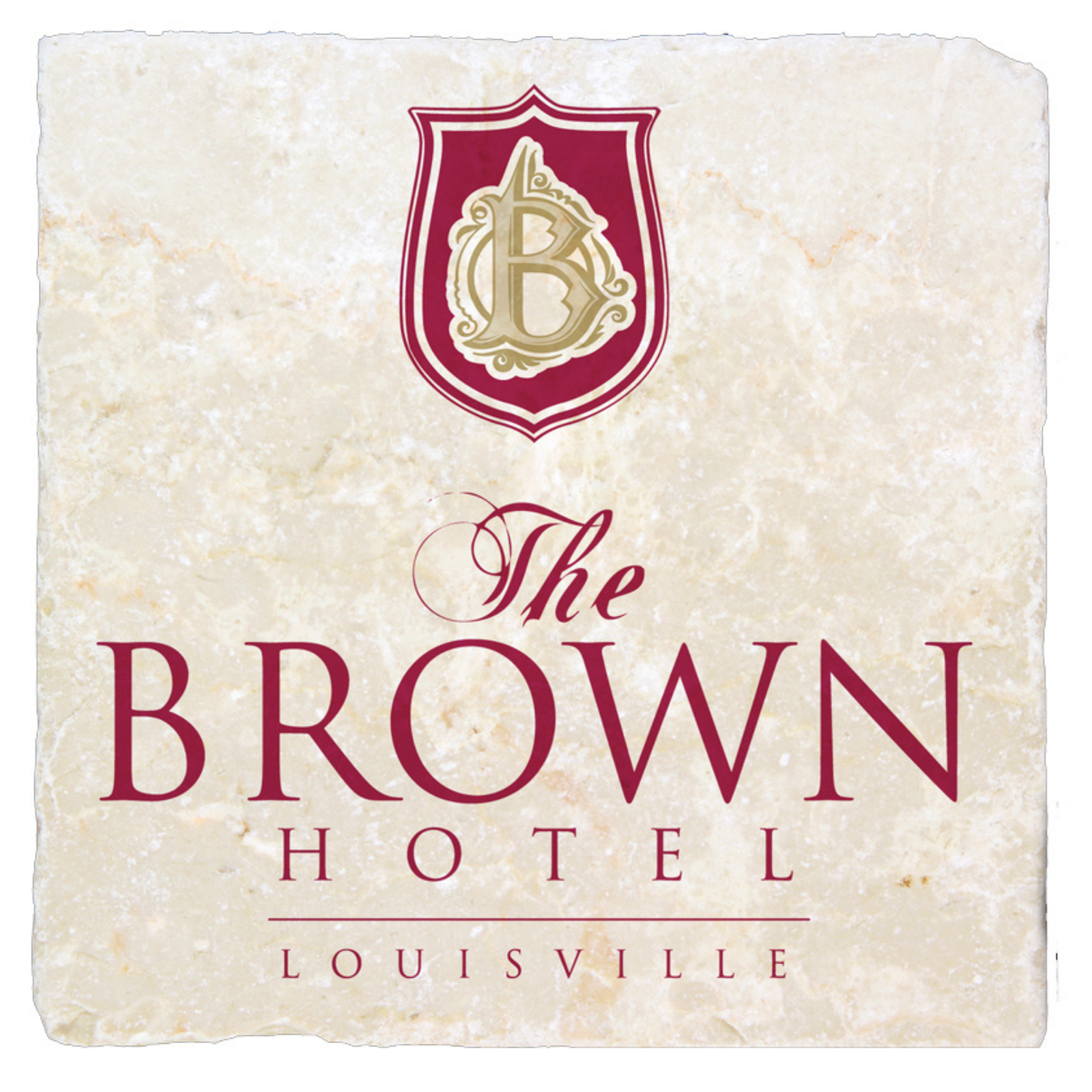 The Classic Legacy marble coasters feature your art or logo.  Each is handcrafted and made i the USA.    This was designed for the Brown Hotel in Louisville, KY.