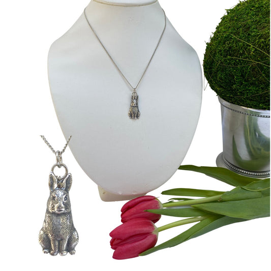 Bunny Gift, Silver Bunny Necklace, Handcrafted