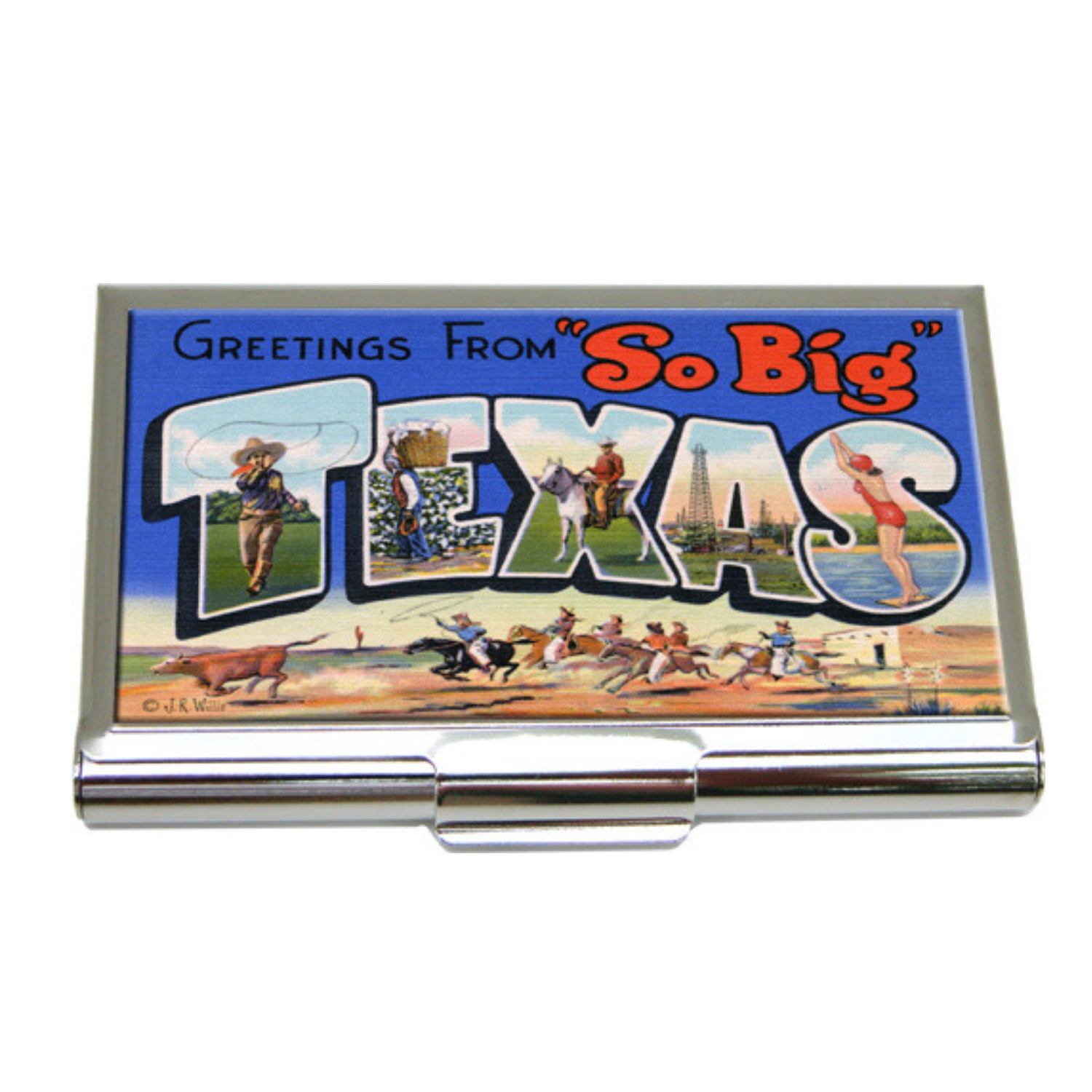 Business Card Holder,  Vintage Texas Postcard Art