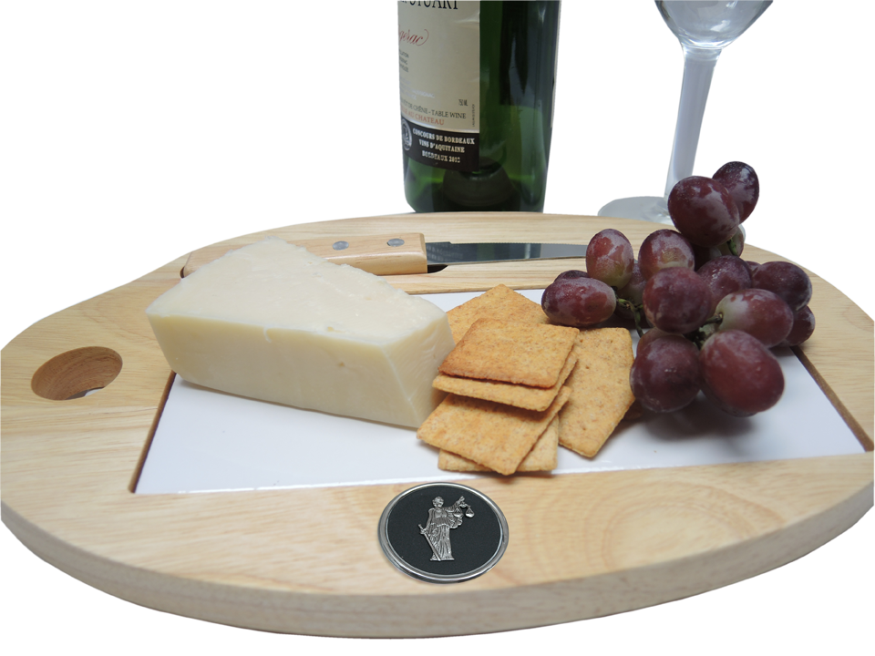 Lawyer Gift | Cheeseboard with Lady Justice Medallion