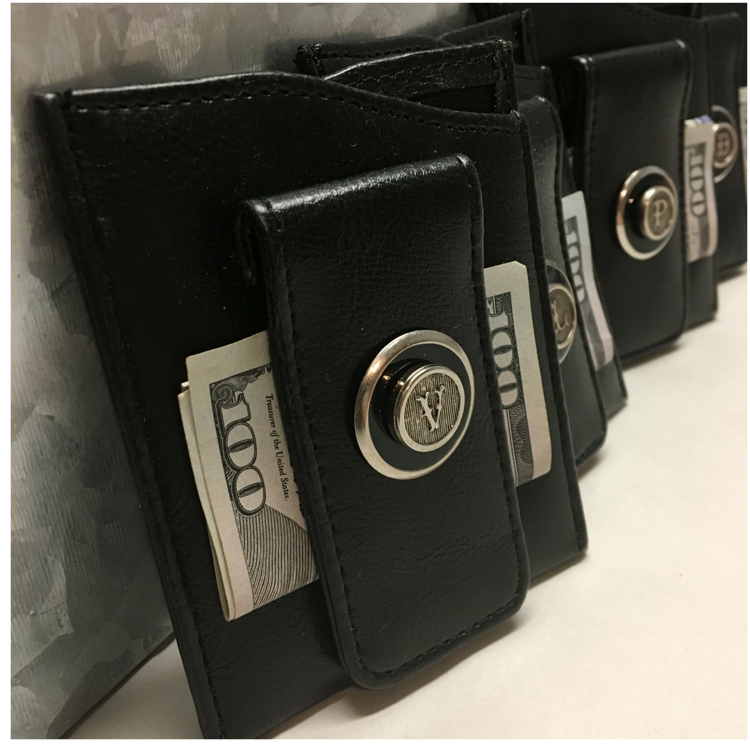 Faux Leather Money Clip with Initial Groomsman Gift