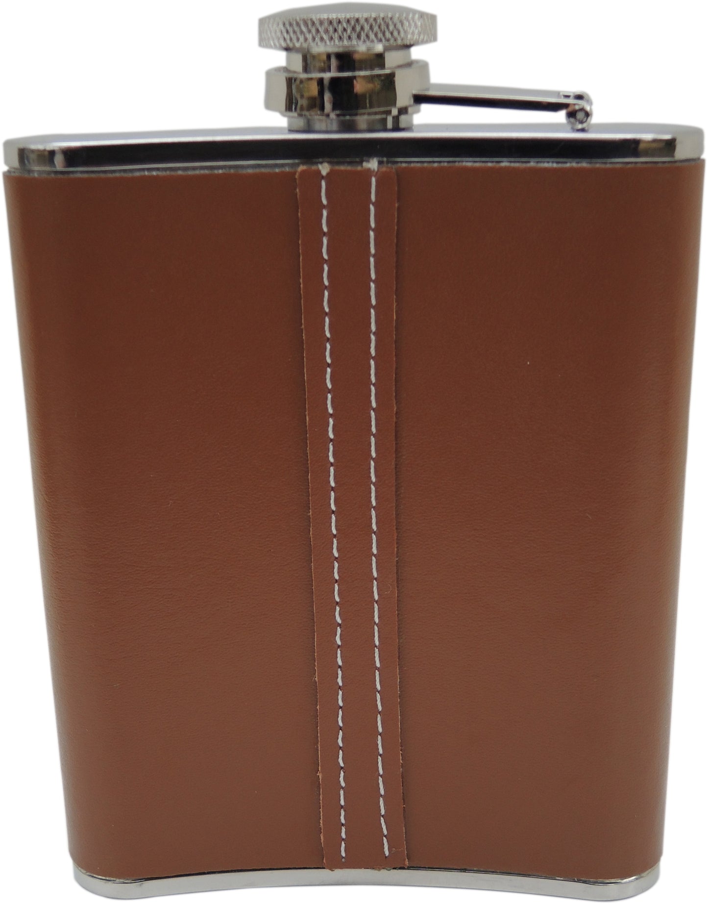 Brown Leather Flask, Silver Polo Medallion, Gift for Equestrian Polo Fan